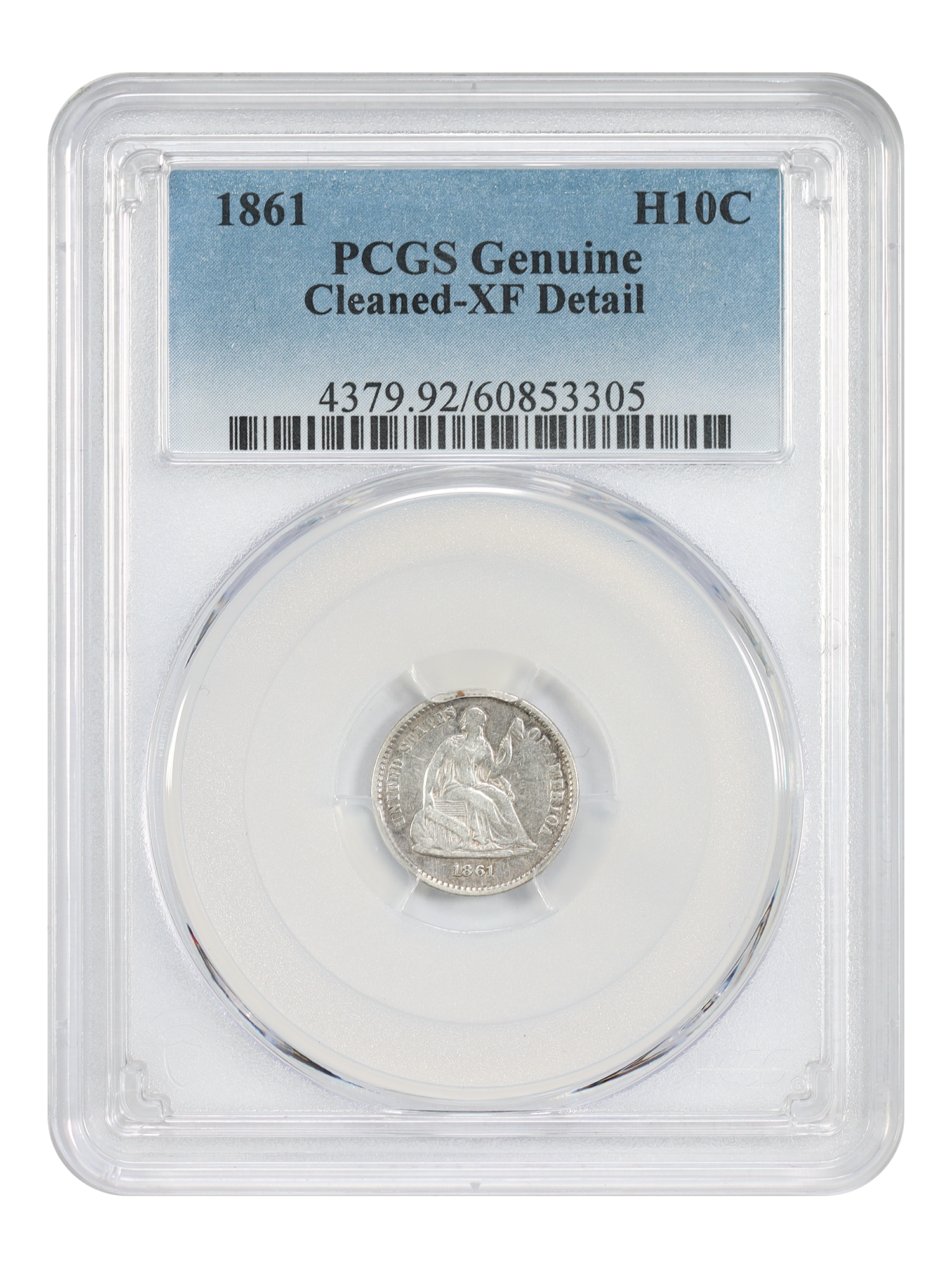 1861 H10C PCGS XF Details (Cleaned)