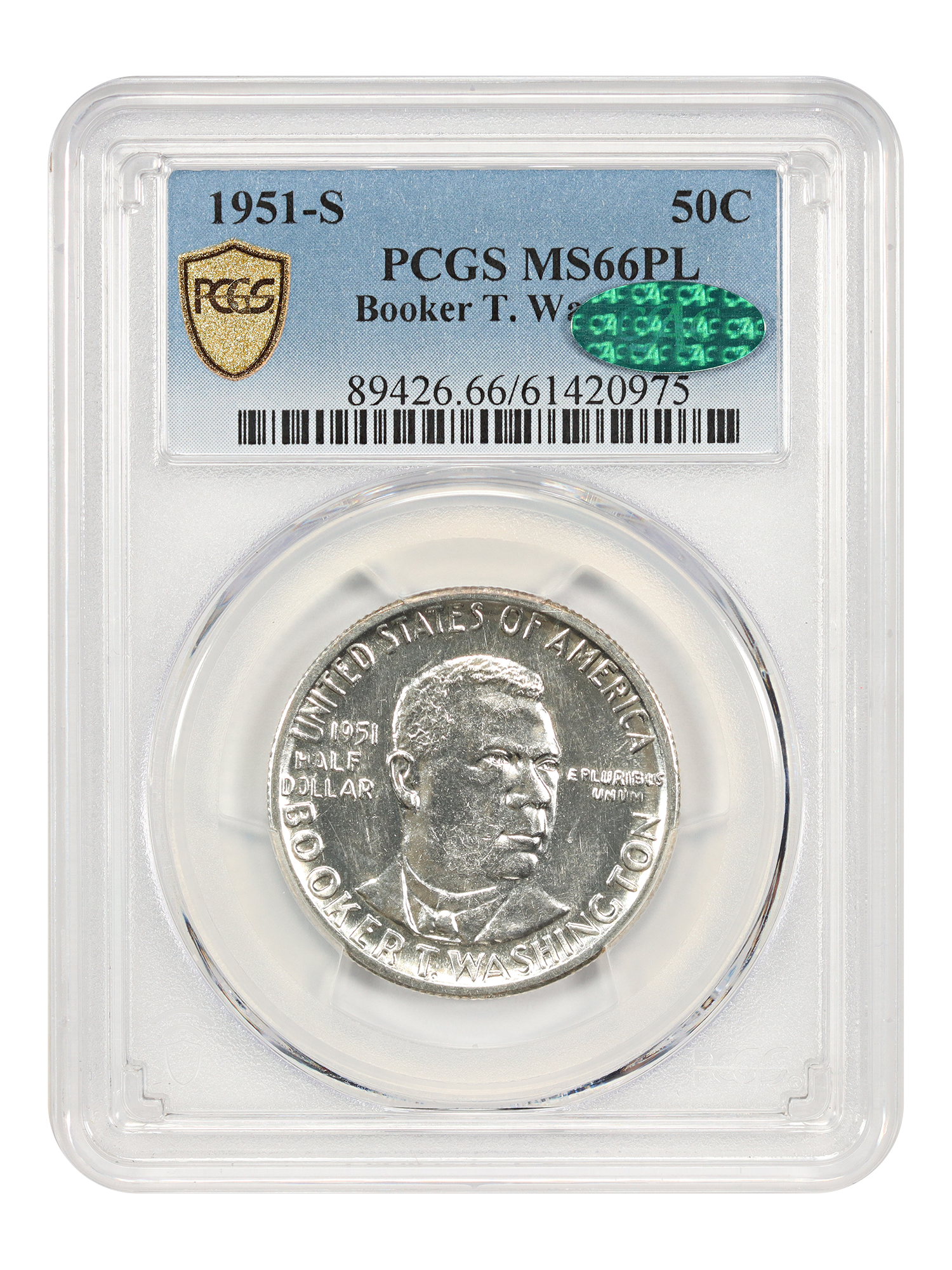 1951-S 50C Booker T. Washington, PL