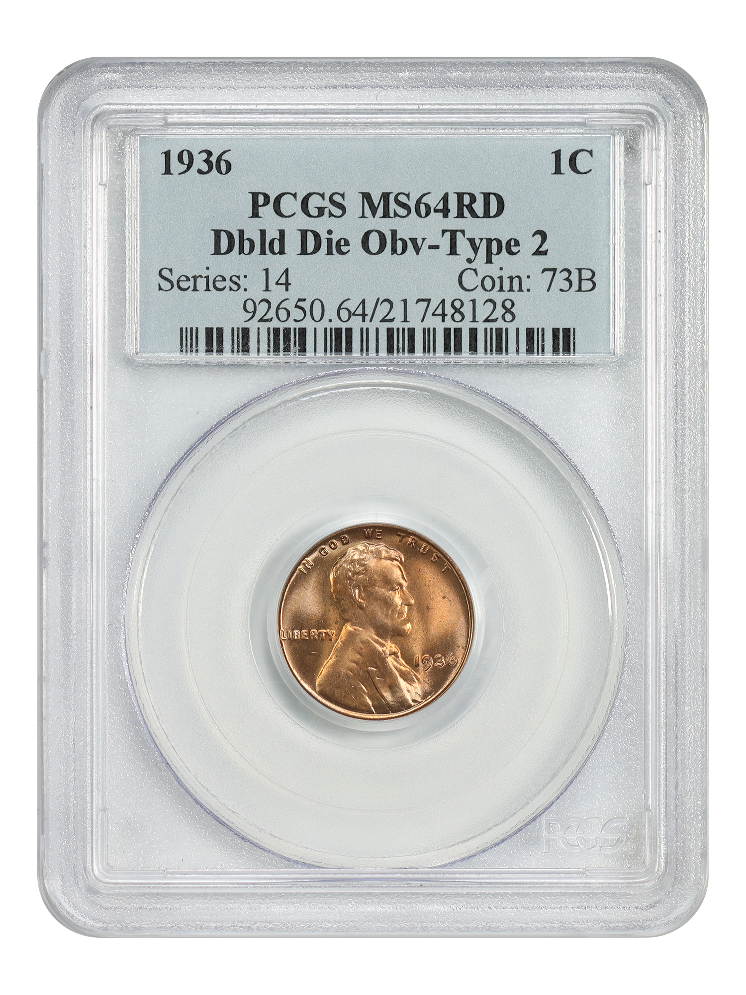 1936 1C Dbld Die Obv-Type 2, RD