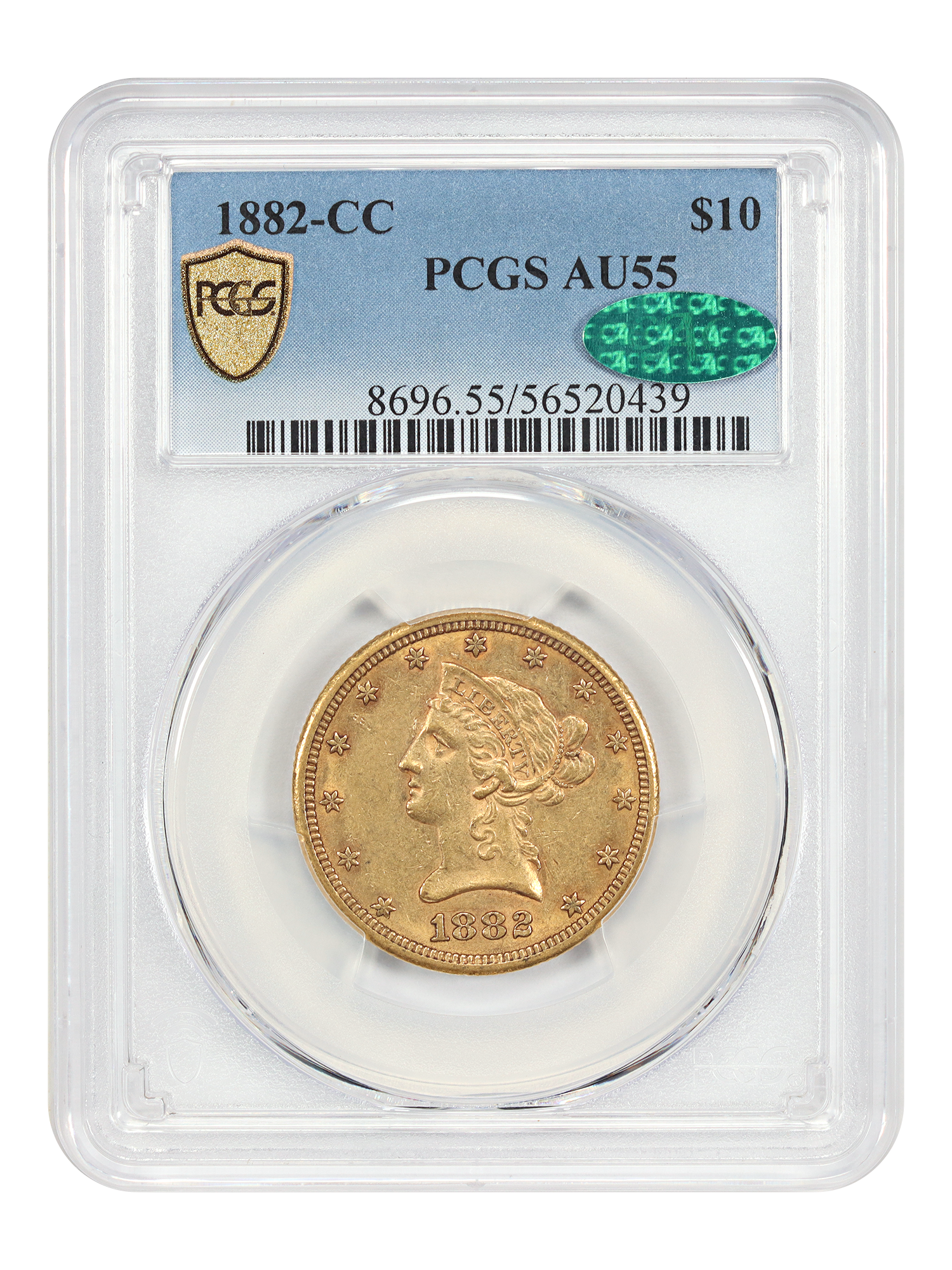 1882-CC $10 PCGS/CAC AU55