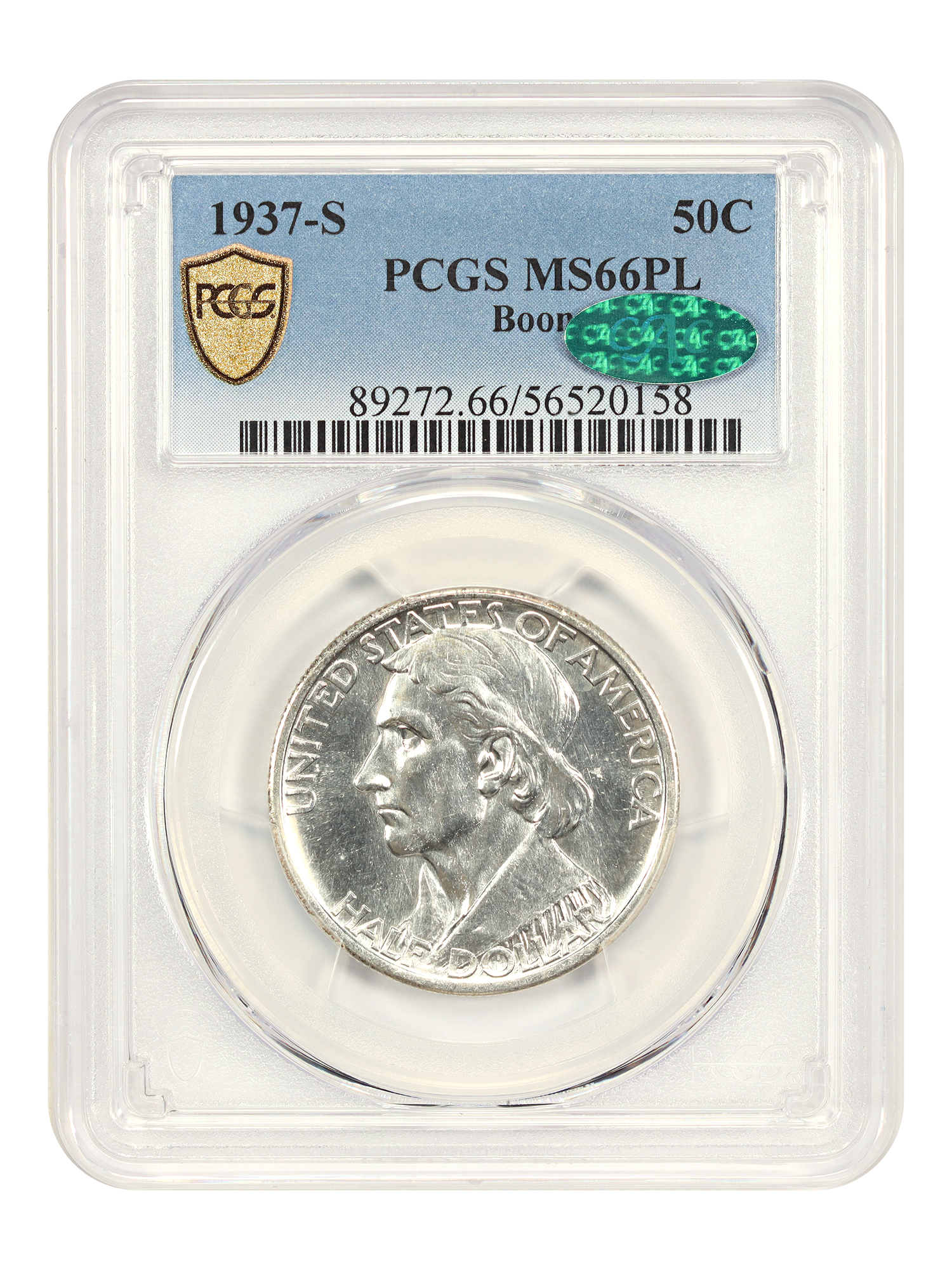 1937-S 50C Boone PCGS/CAC MS66PL