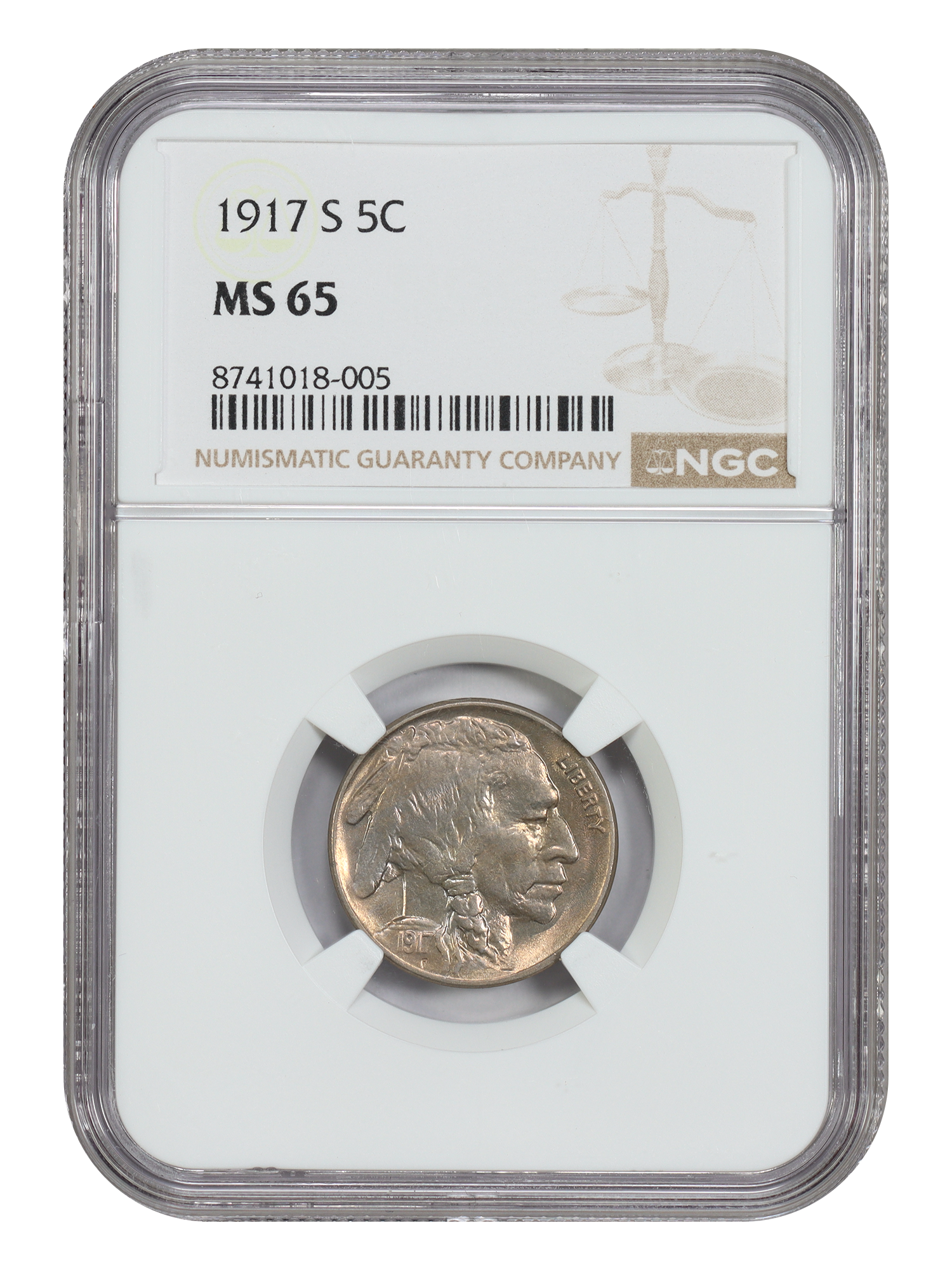 1917-S 5C NGC MS65