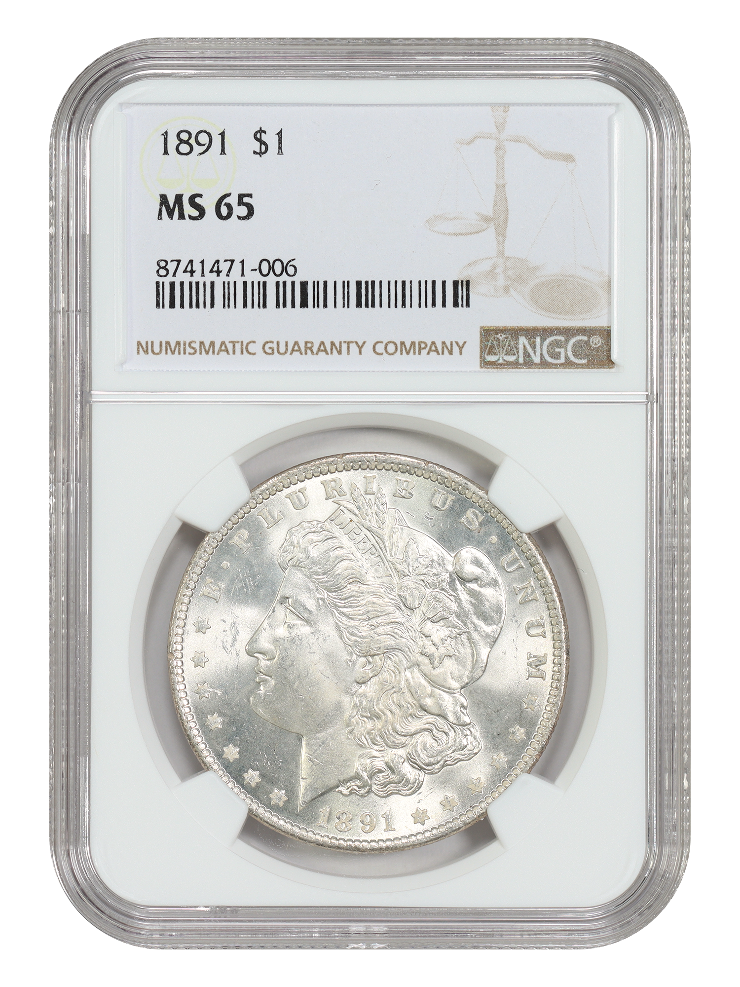 1891 $1 NGC MS65