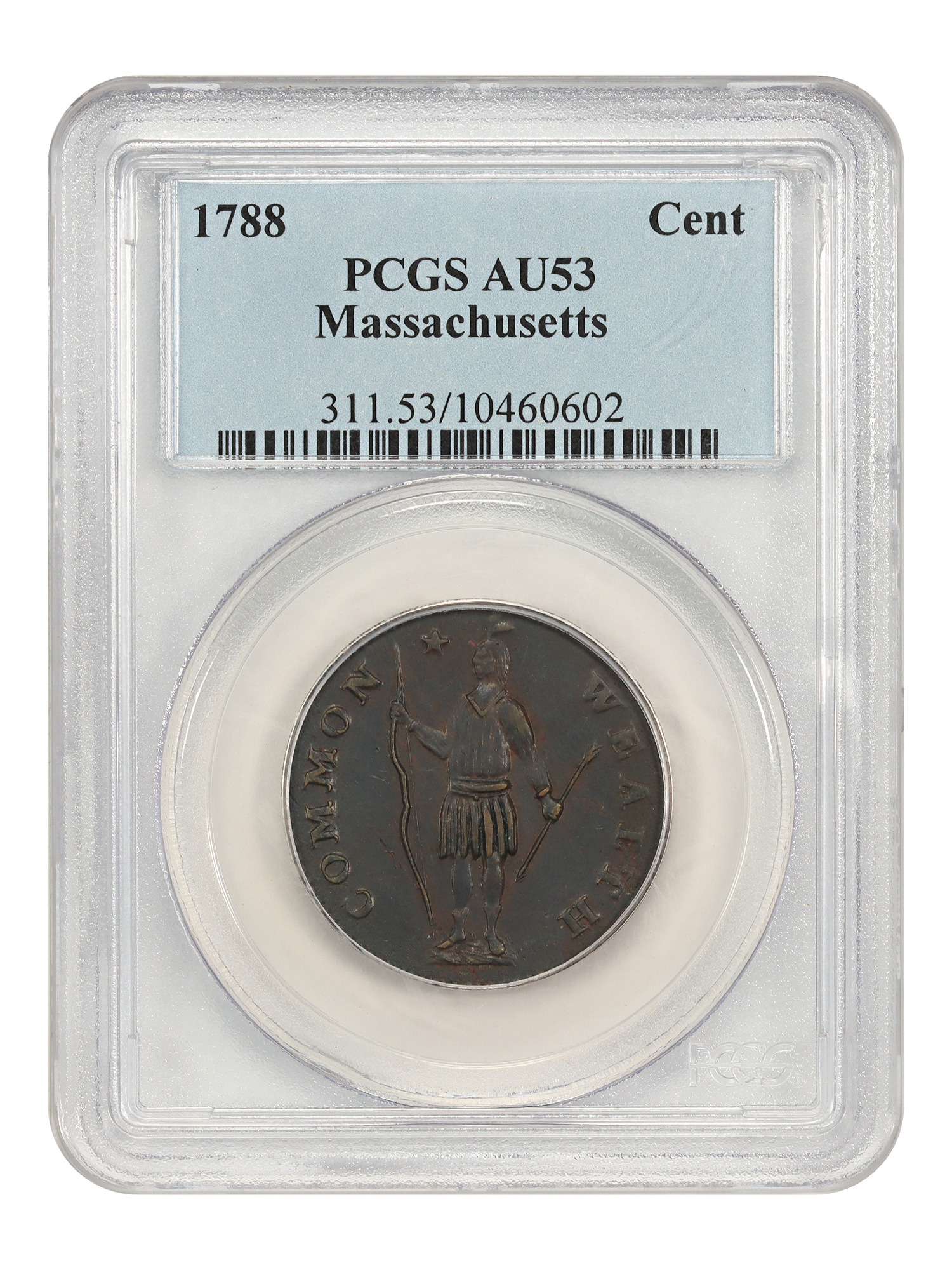 1788 Massachusetts Cent PCGS AU53