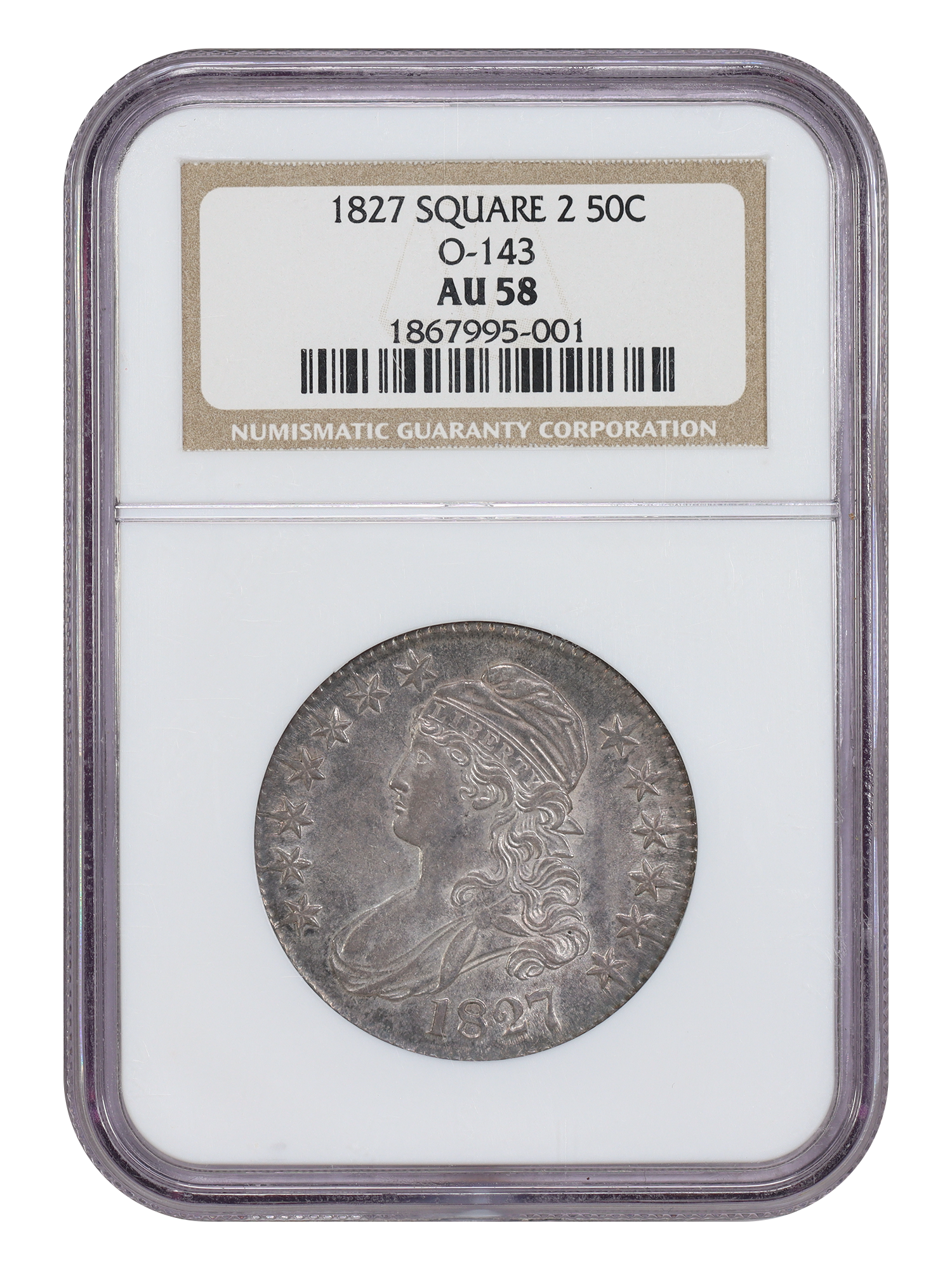 1827 50C NGC AU58 (Square 2, O-143)