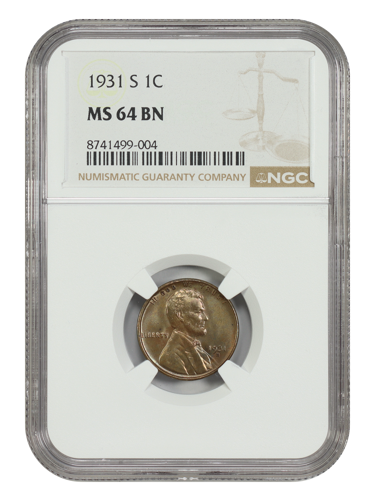 1931-S 1C NGC MS64BN