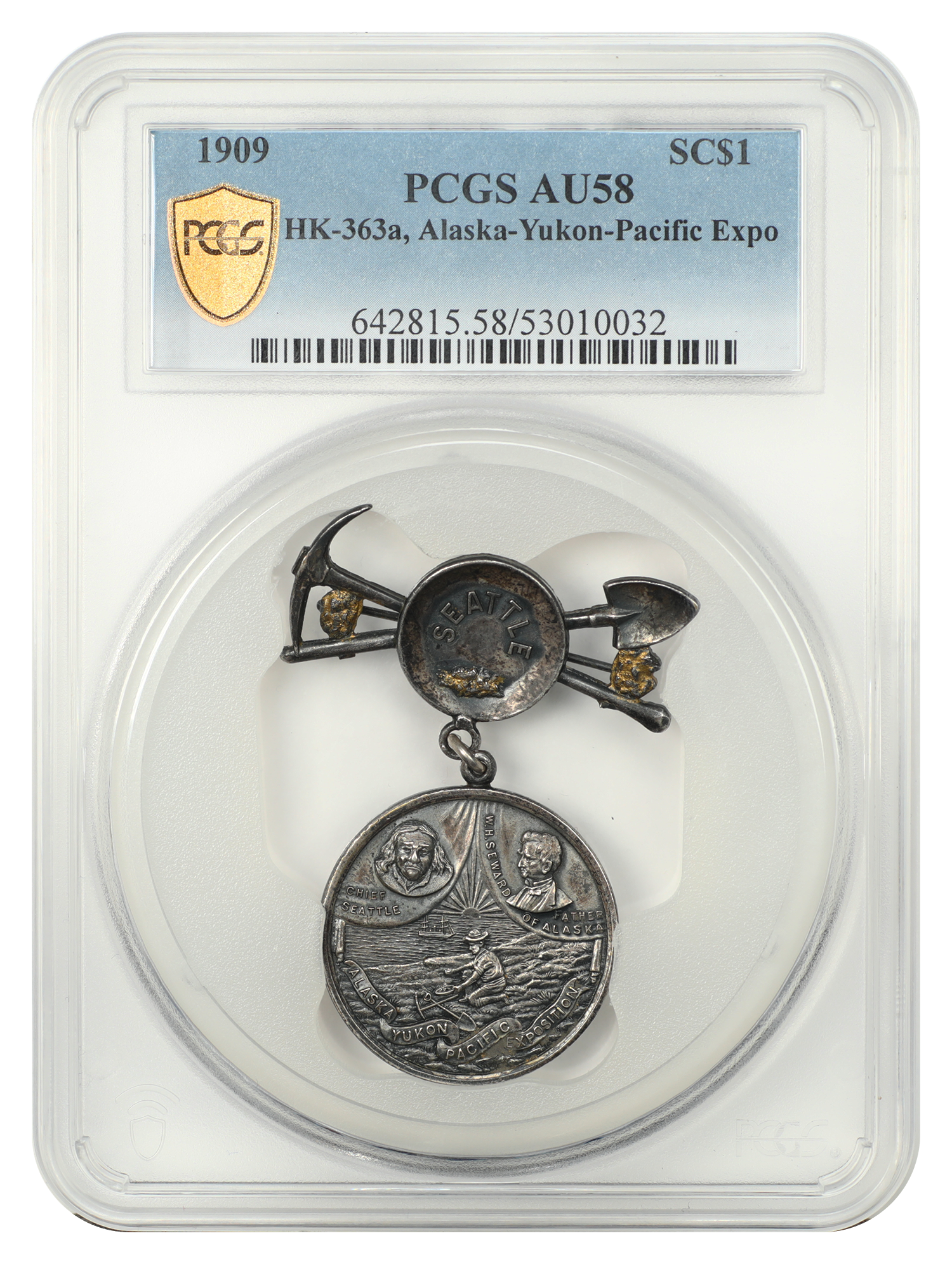 So-Called Dollar: 1909 SC$1 Alaska-Yukon-Pacific Expo PCGS AU58 (HK-363a)