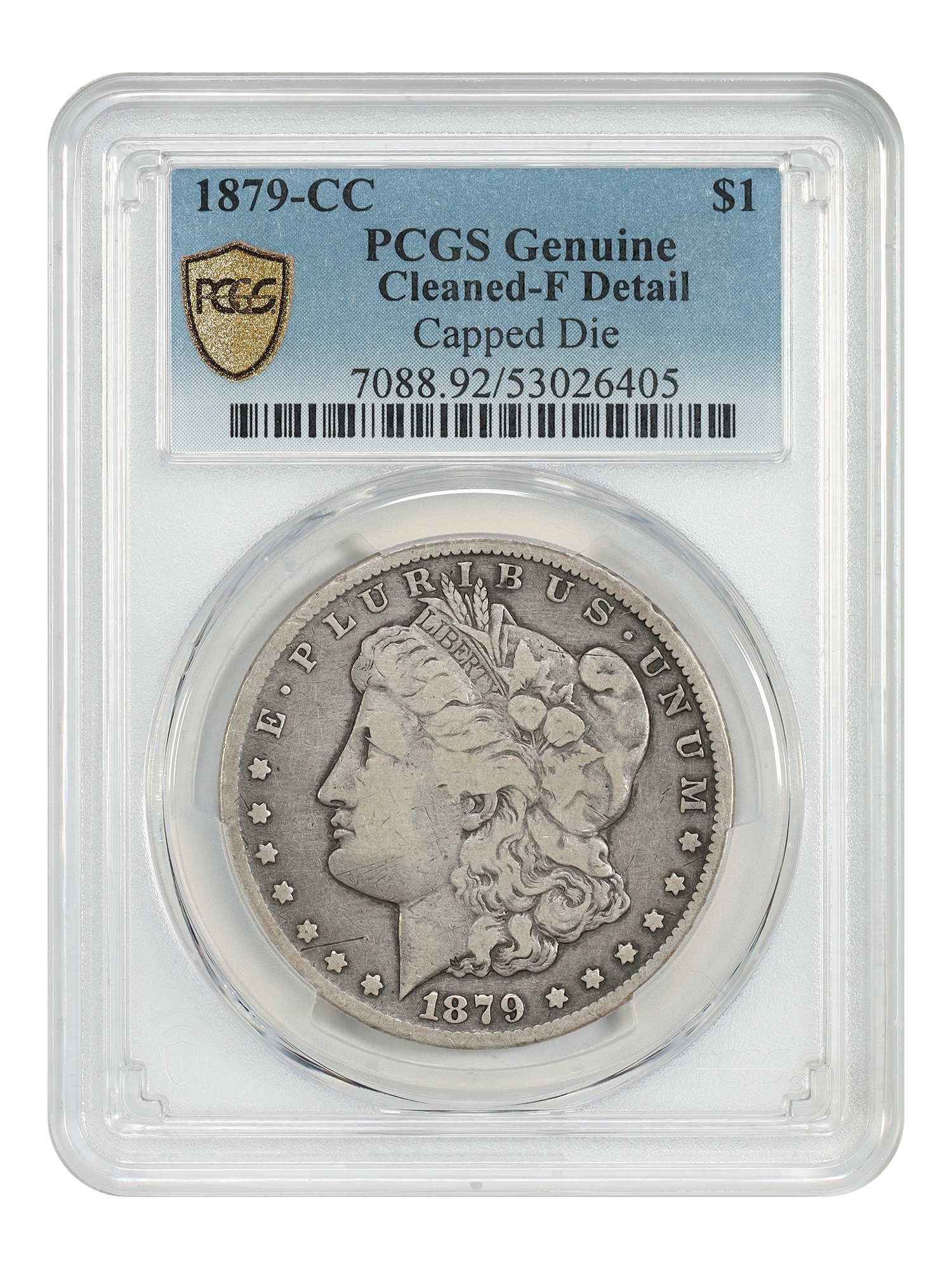 1879-CC $1 PCGS Fine Details (Capped Die, Cleaned)
