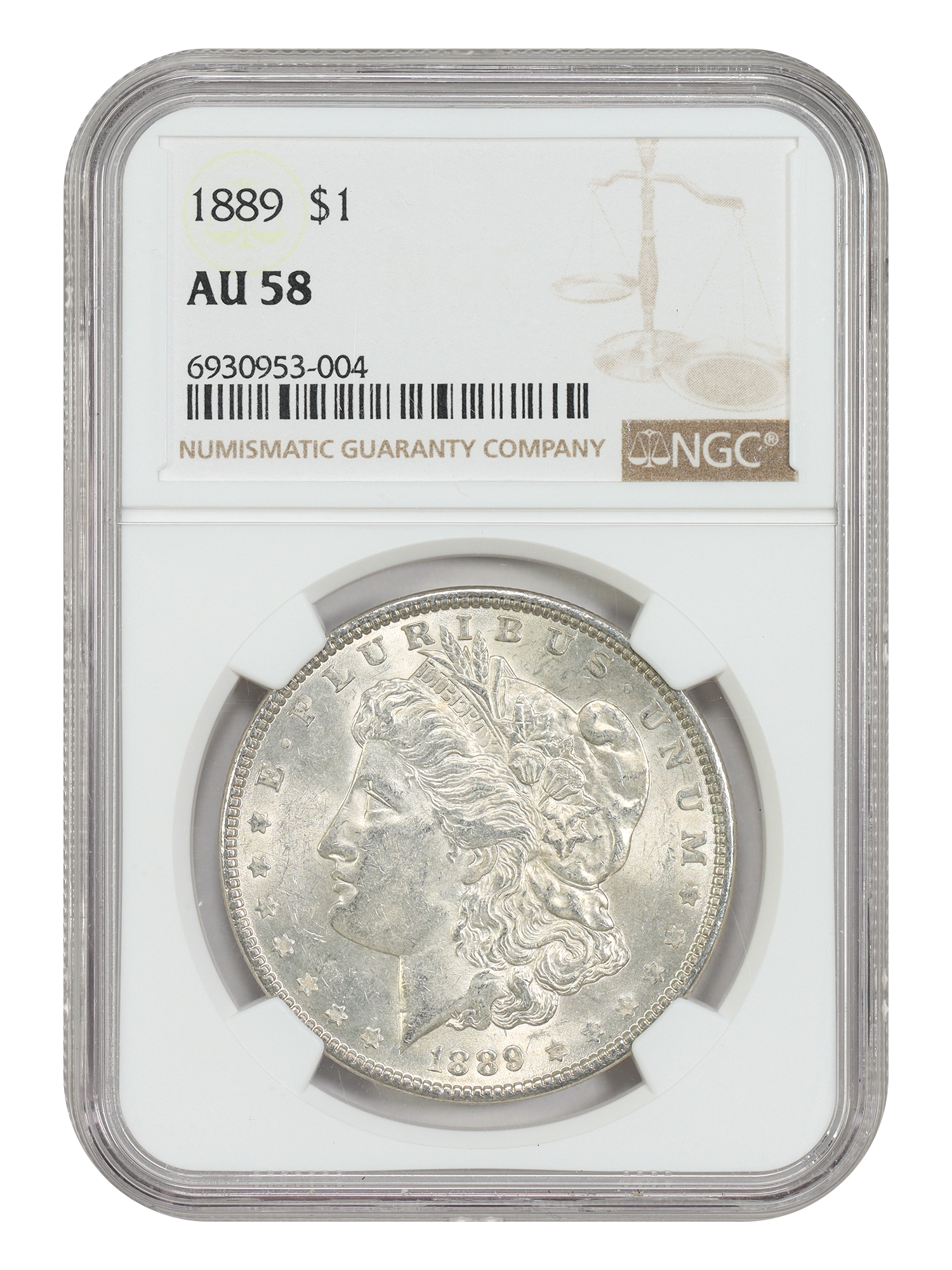 1889 $1 NGC AU58