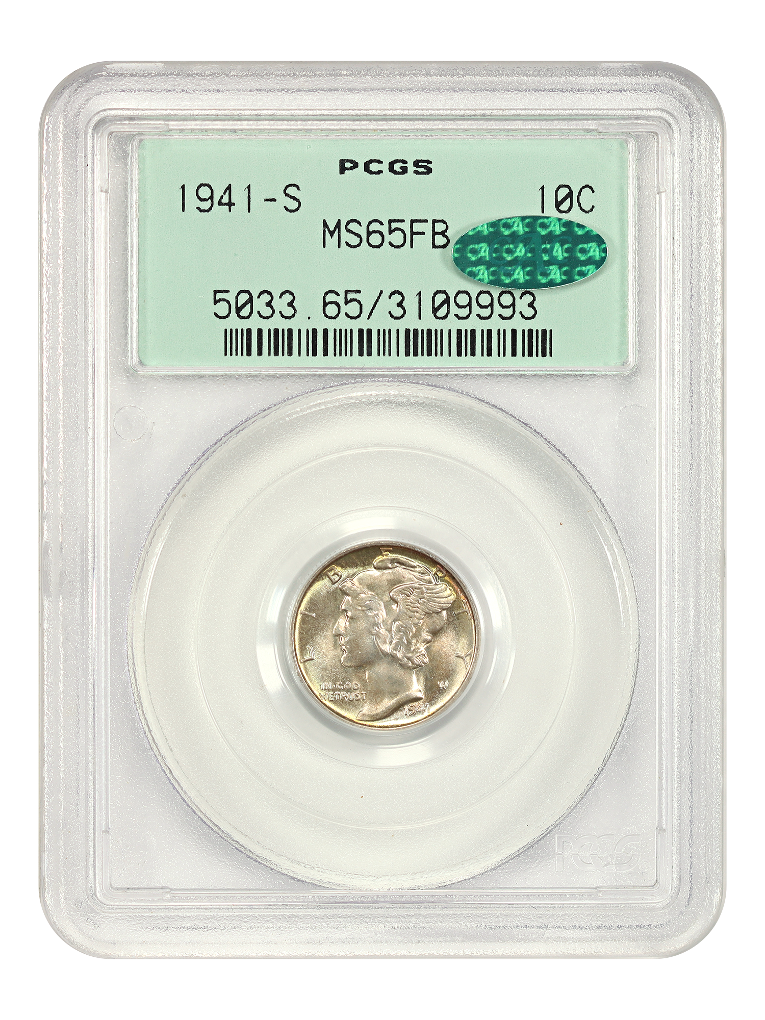 1941-S 10C PCGS/CAC MS65FB (OGH)