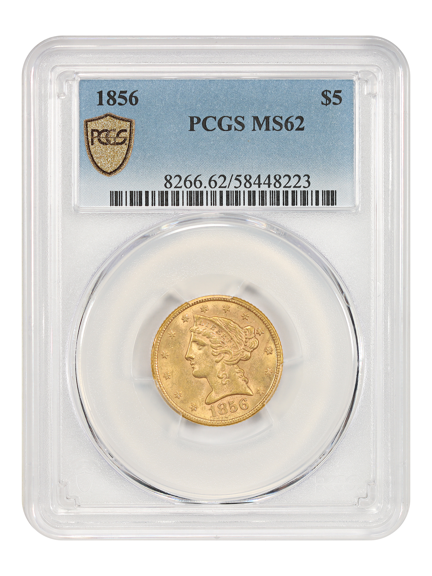 1856 $5 PCGS MS62