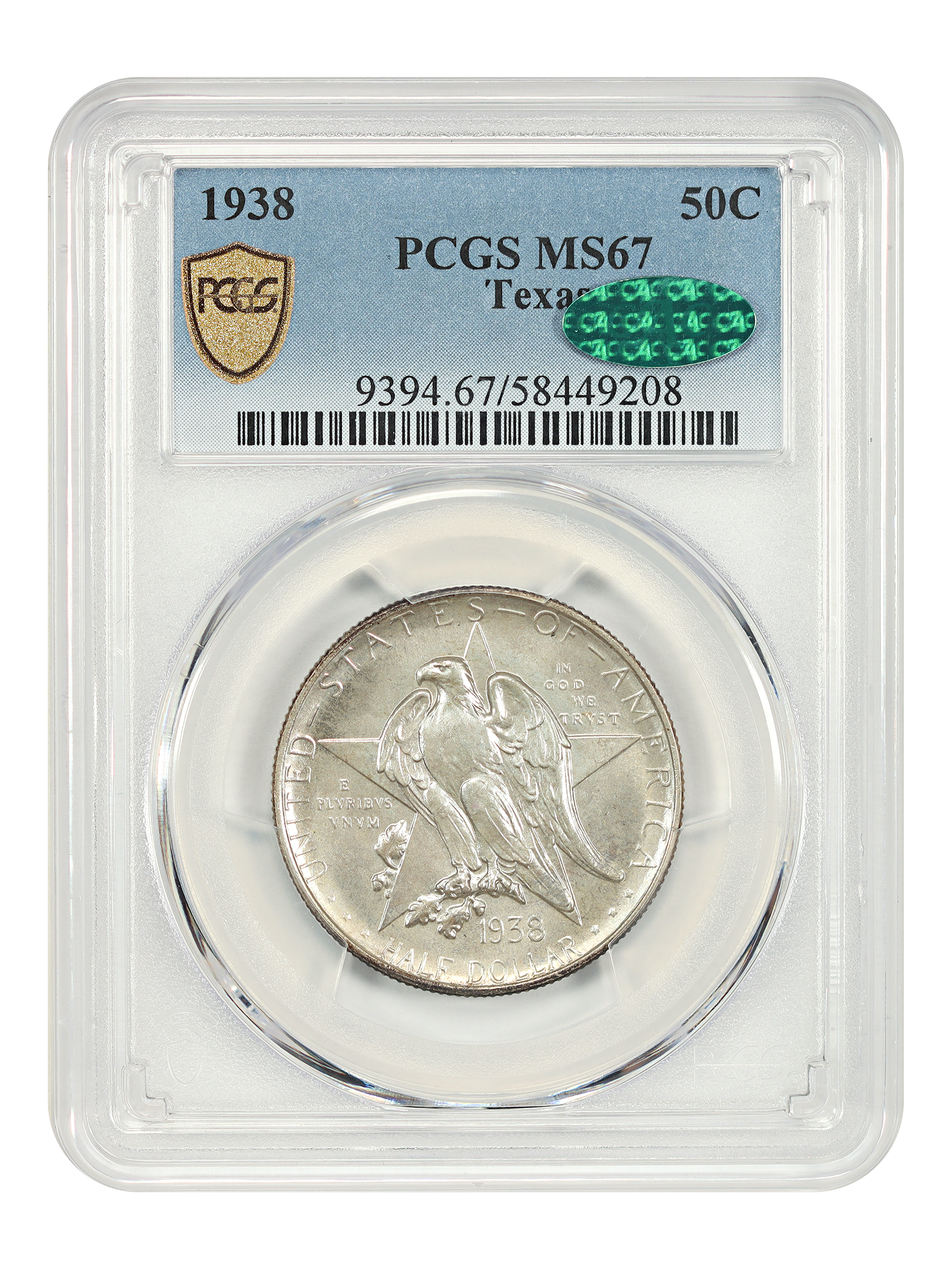 1938 50C Texas PCGS/CAC MS67