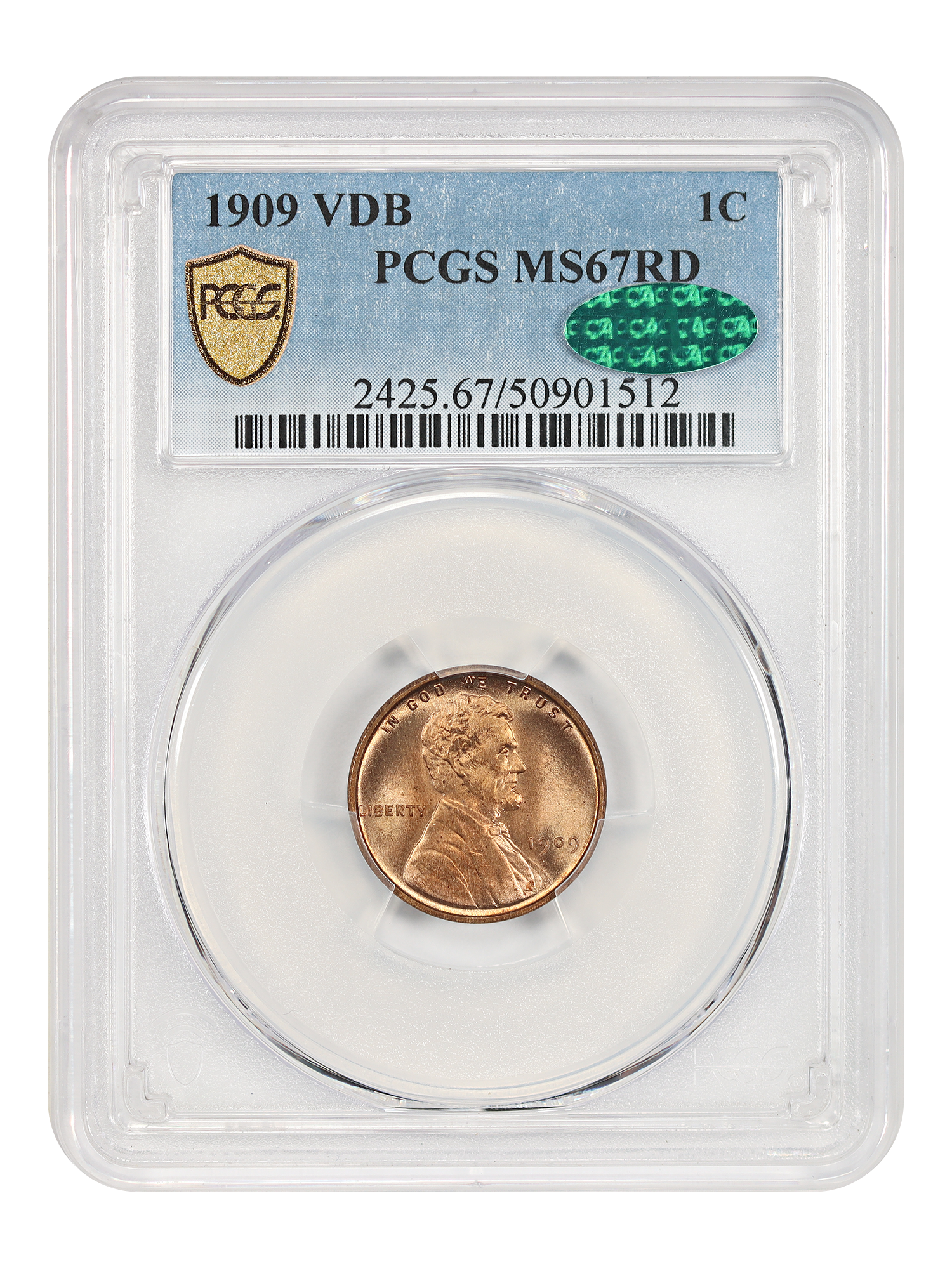 1909 VDB 1C PCGS/CAC MS67RD