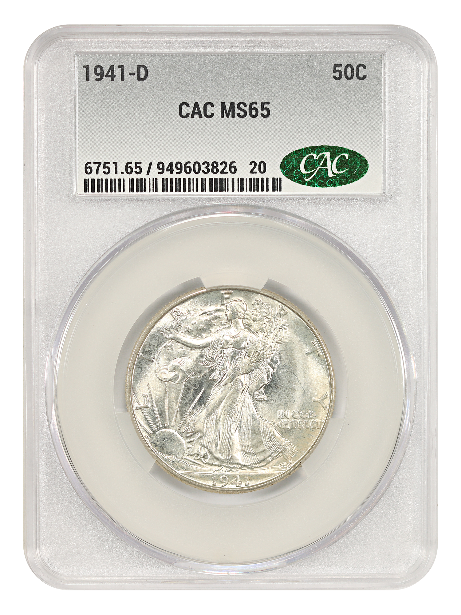 1941-D 50C CACG MS65