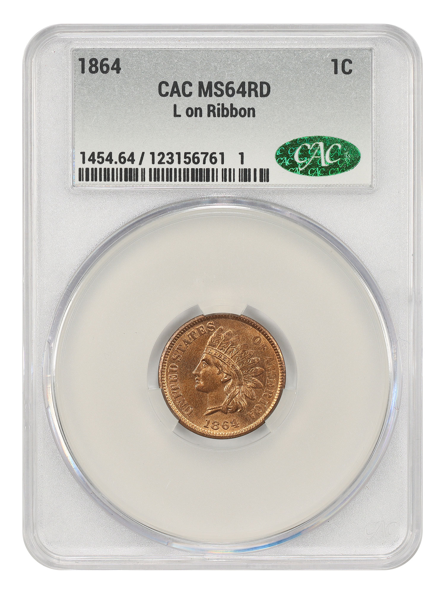 1864 1C L On Ribbon, RD
