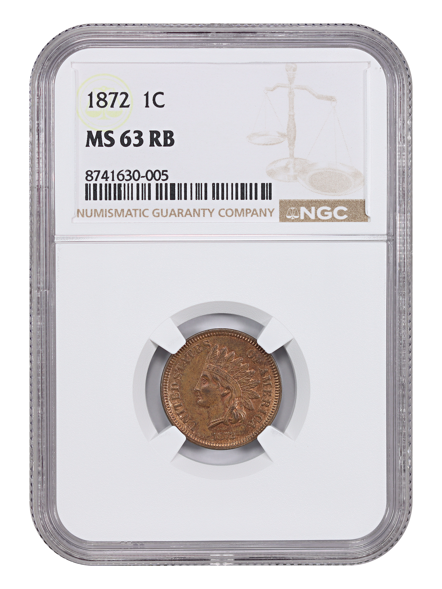 1872 1C NGC MS63RB