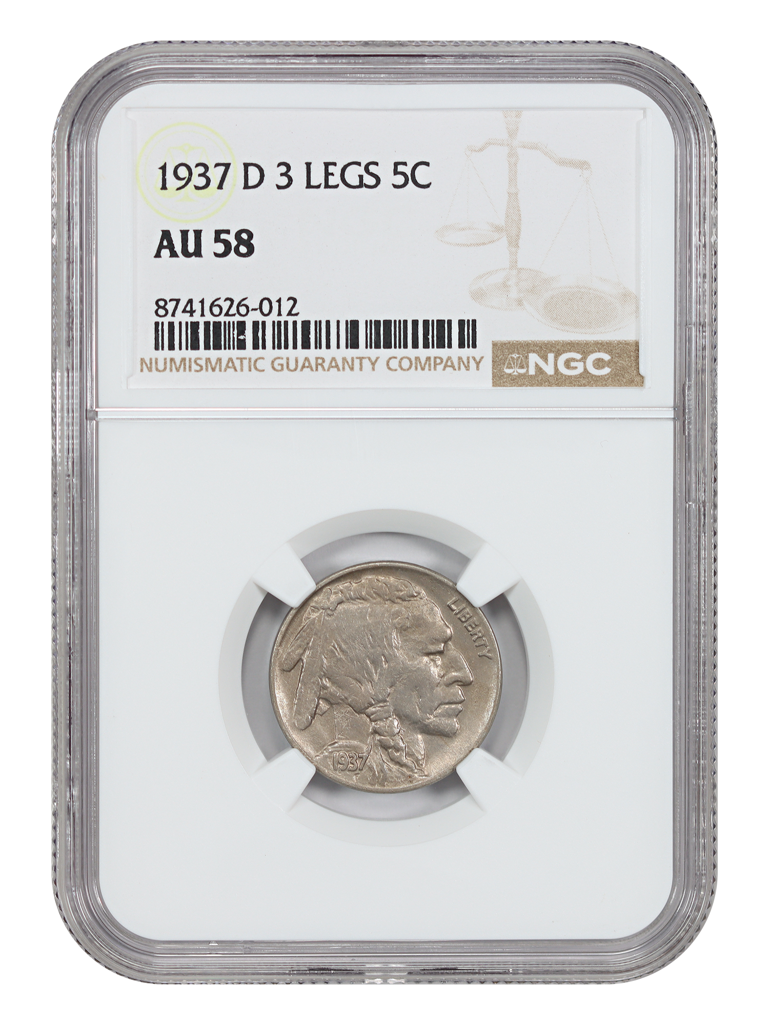 1937-D 5C NGC AU58 (3 Legs)
