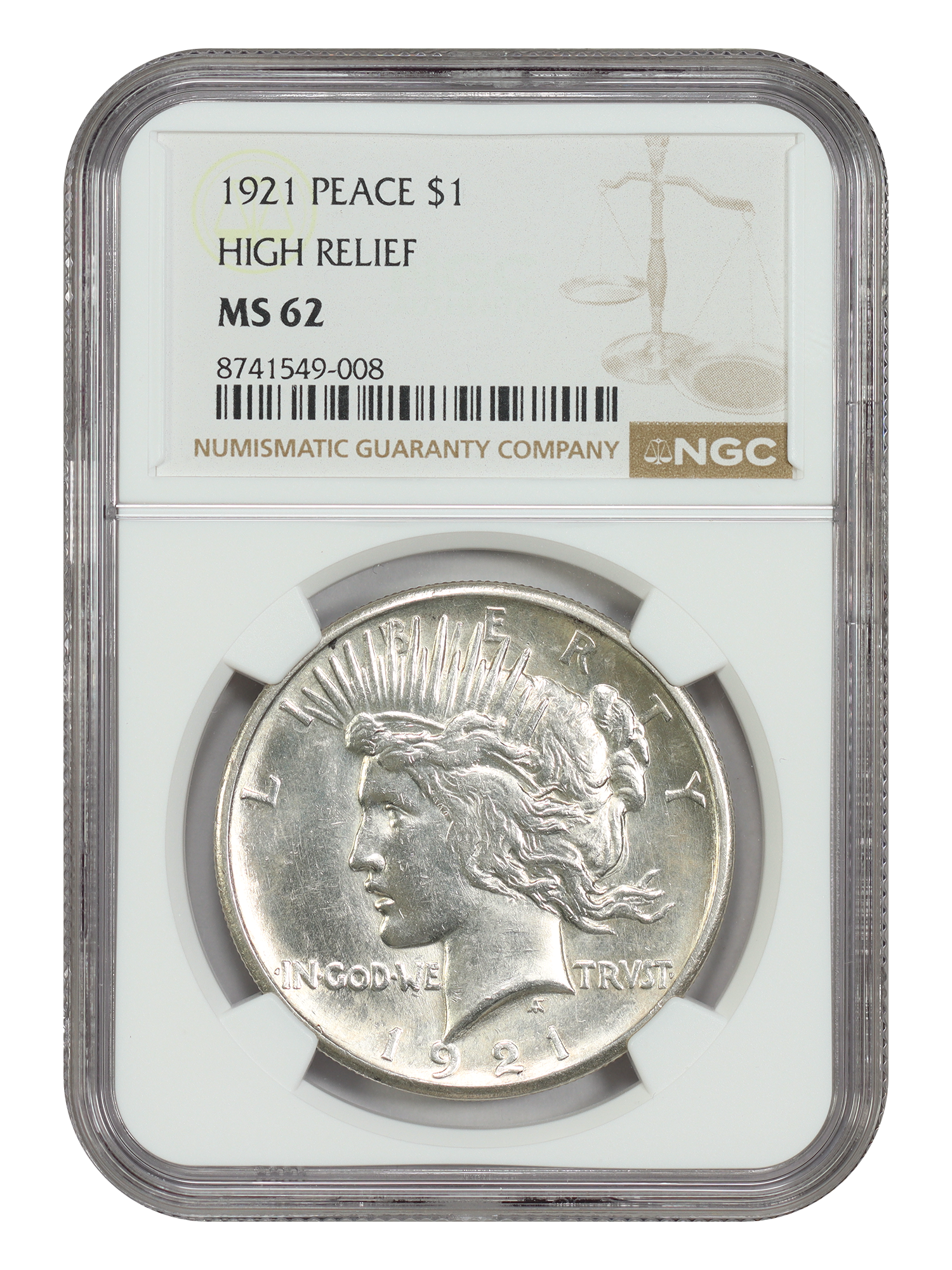 1921 $1 High Relief, Peace
