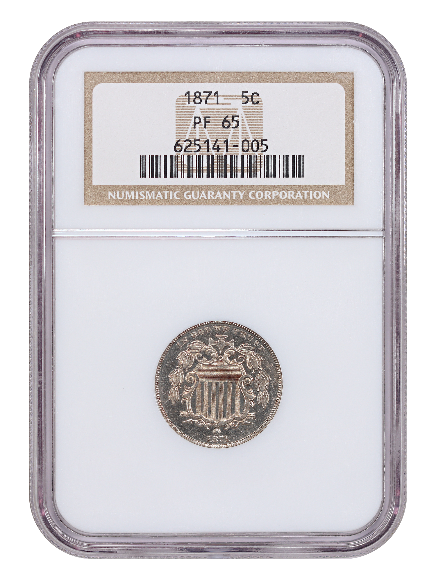 1871 5C NGC PR65