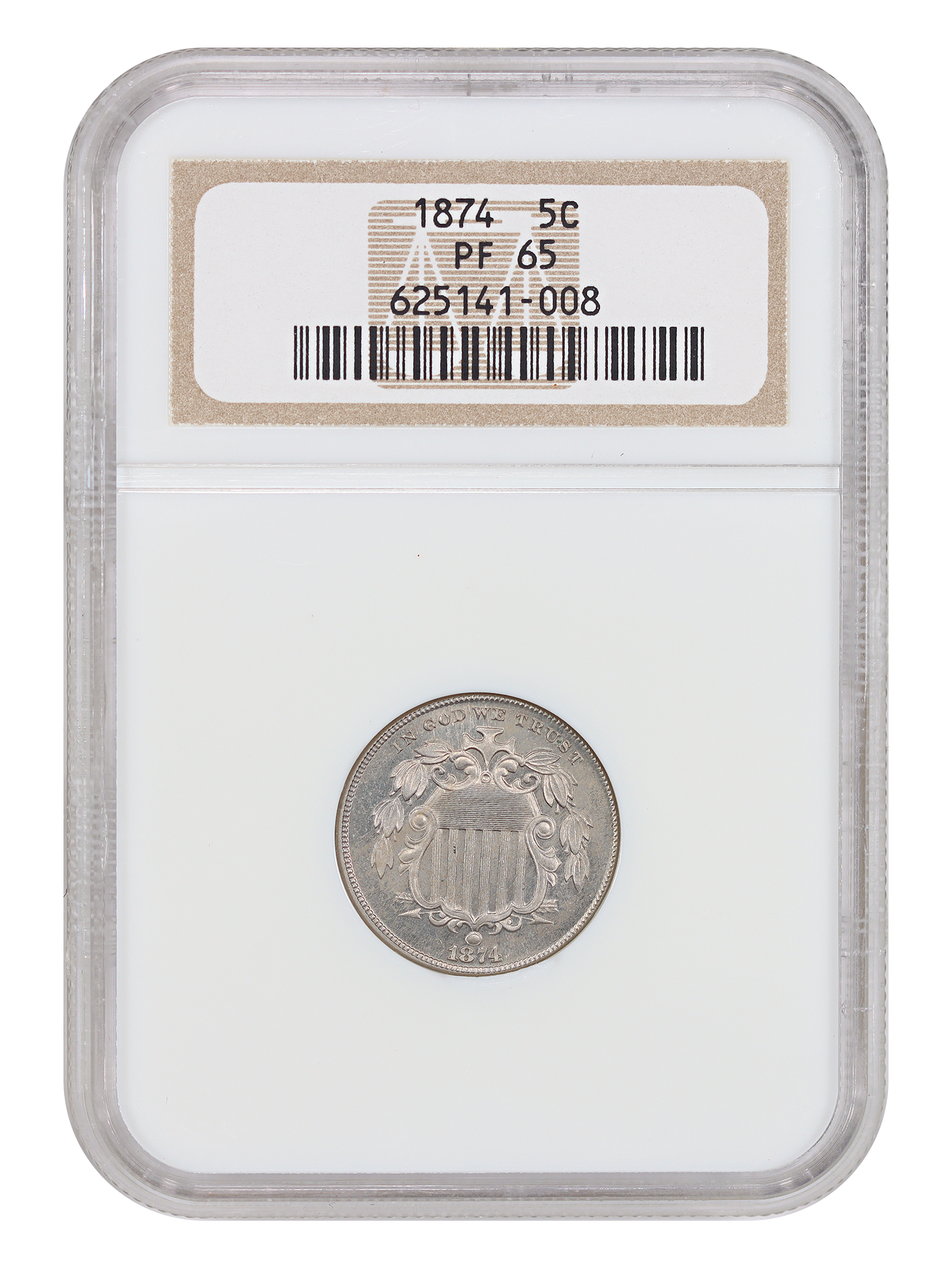 1874 5C NGC PR65