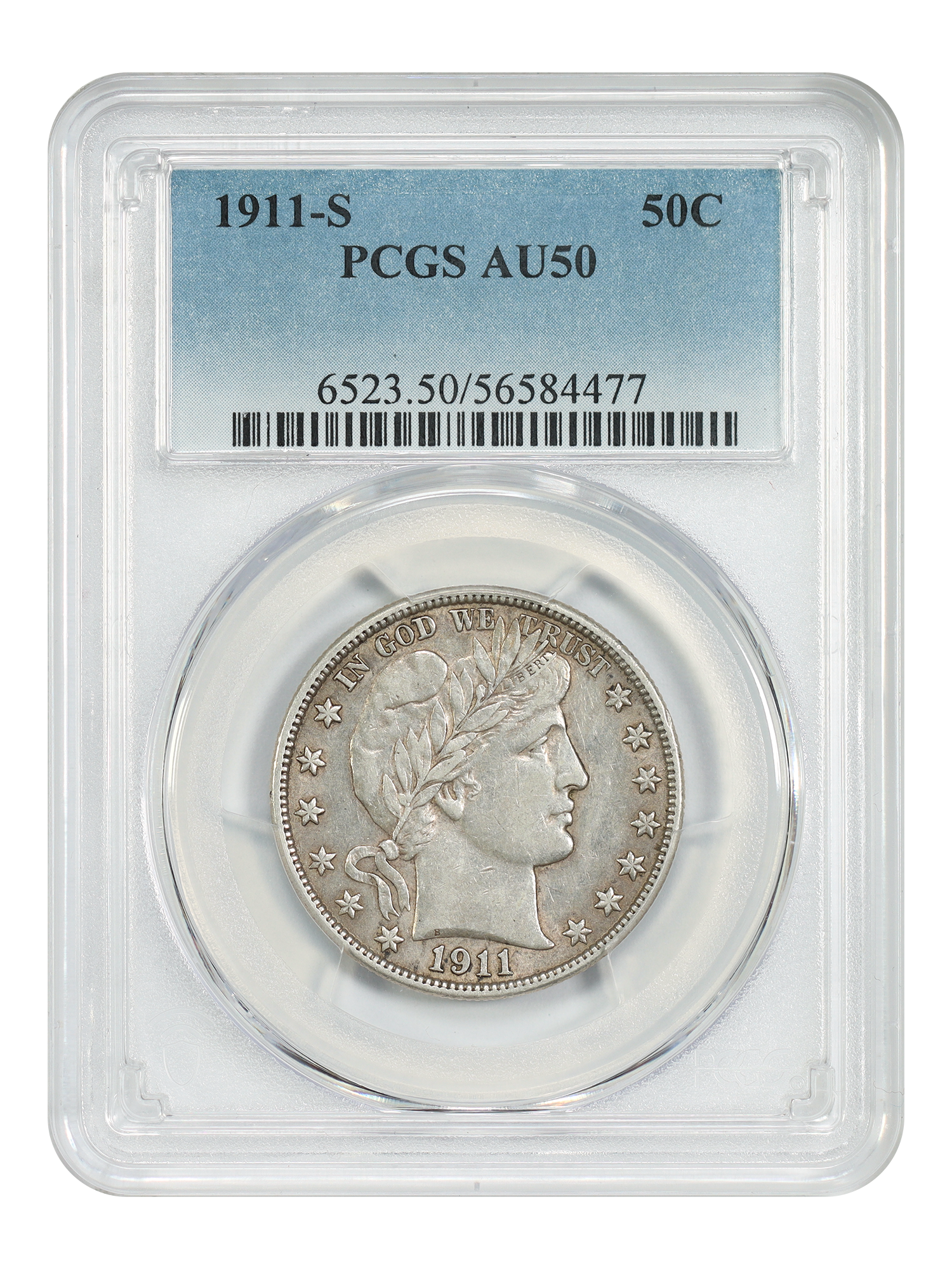 1911-S 50C PCGS AU50