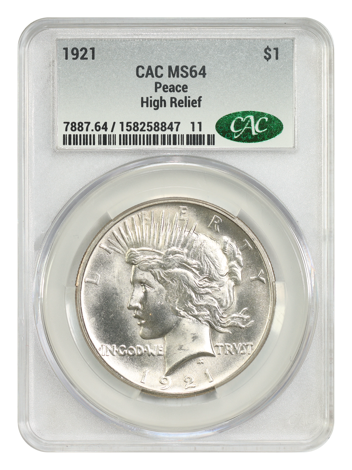 1921 $1 High Relief CACG MS64