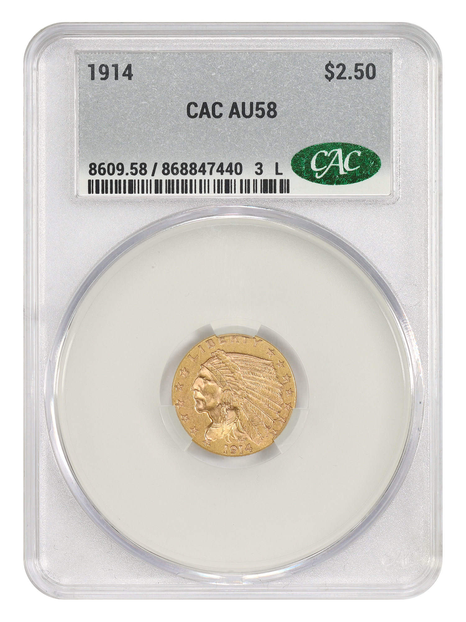 1914 $2.50 CACG AU58