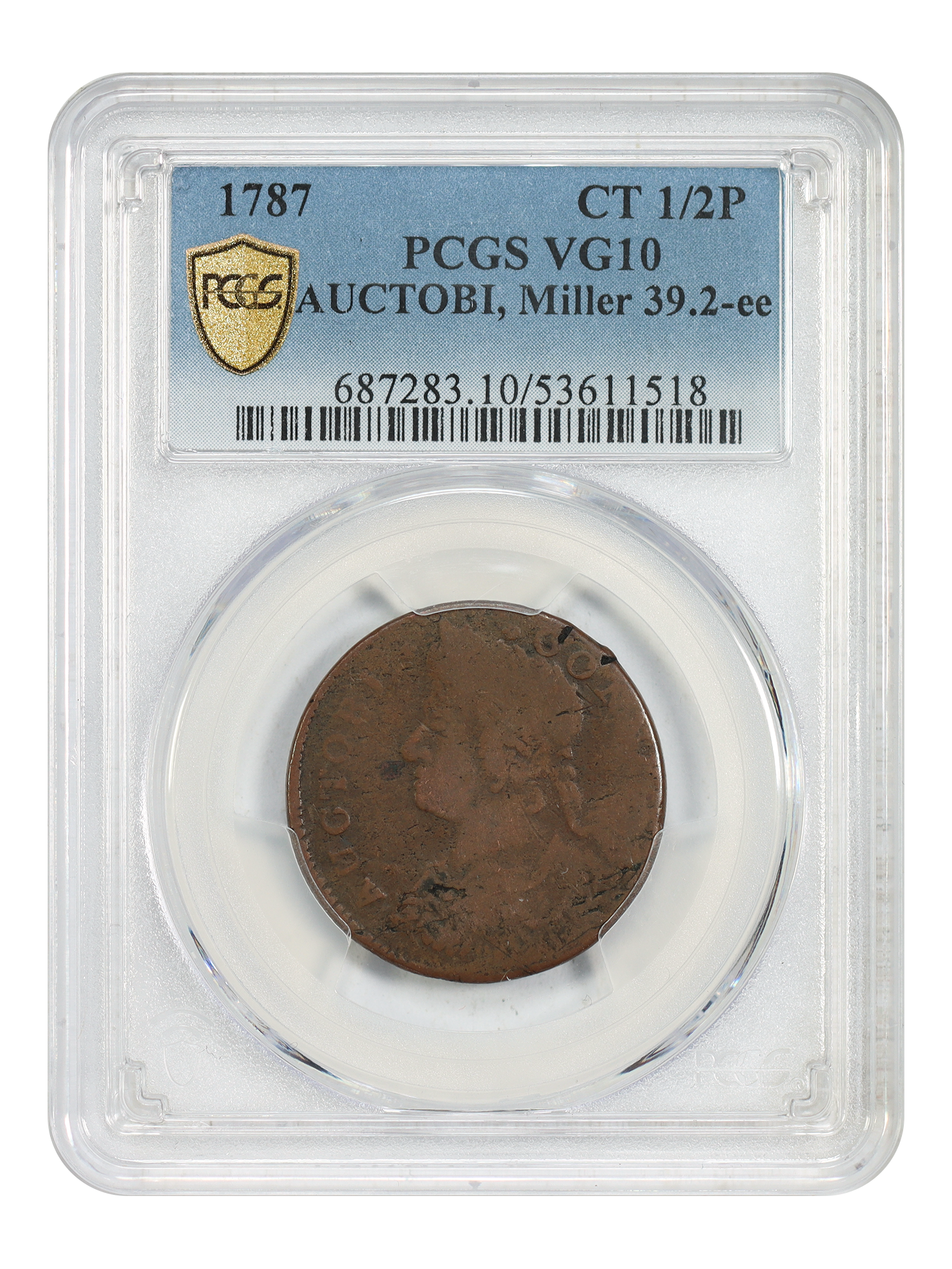 1787 Connct PCGS VG10 (AUCTOBI, Miller-39.2-ee)