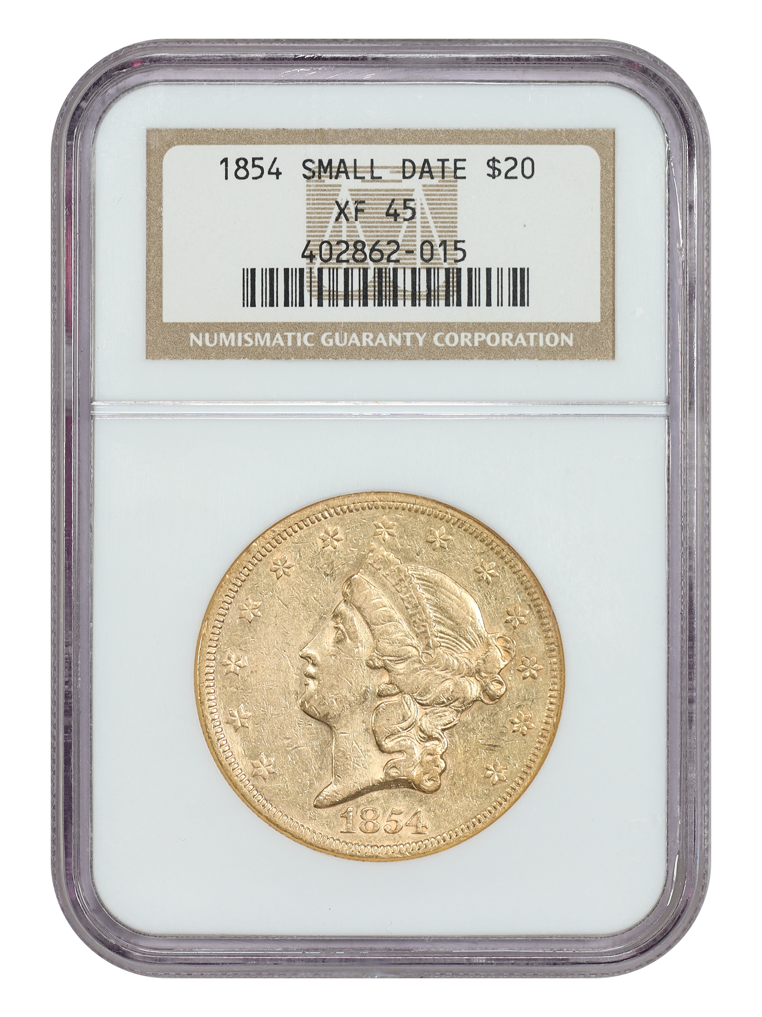 1854 $20 Small Date