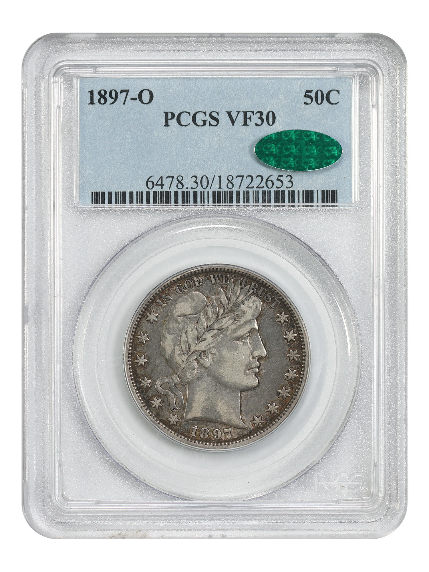1897-O 50C PCGS/CAC VF30