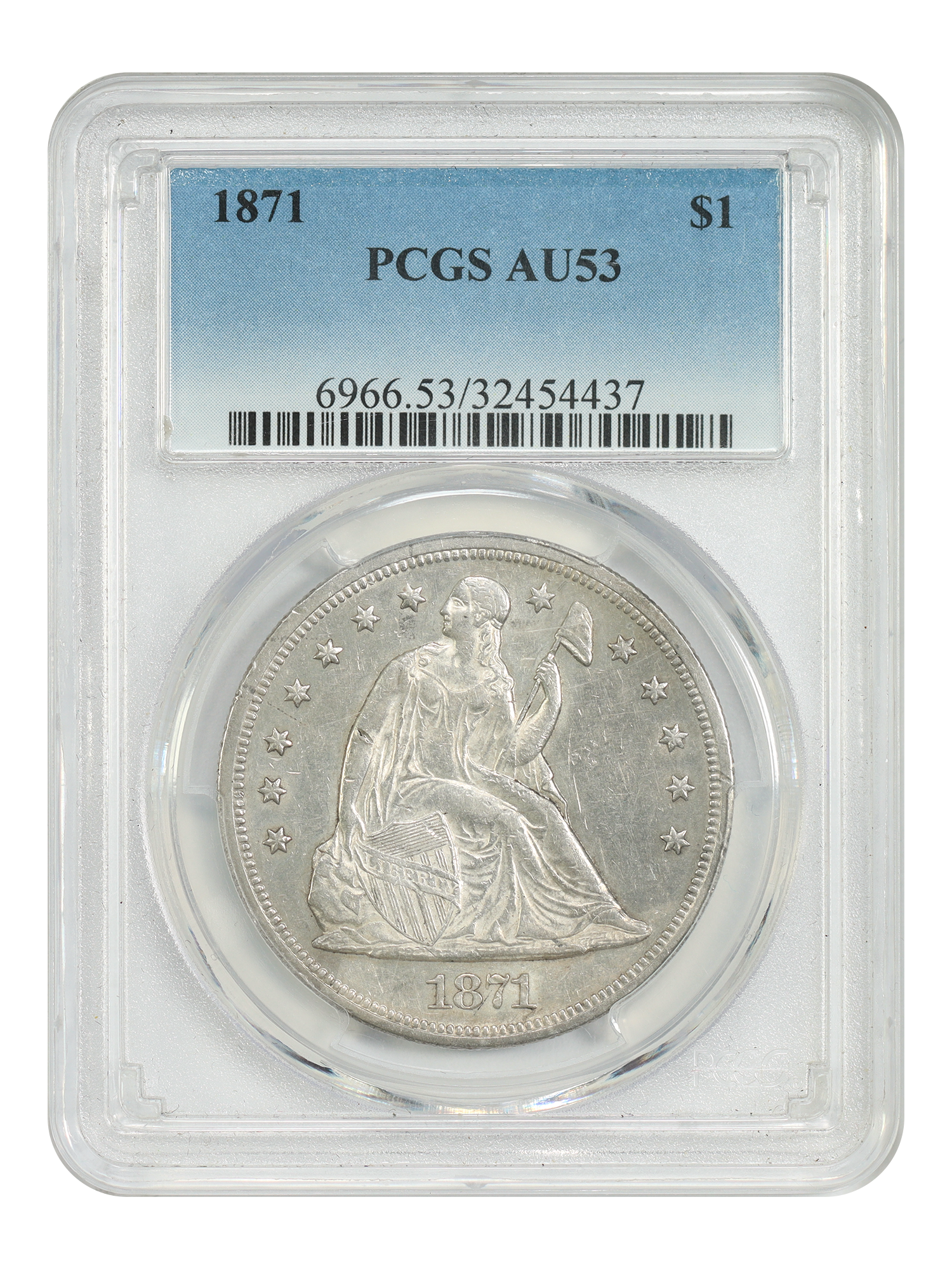 1871 $1 PCGS AU53