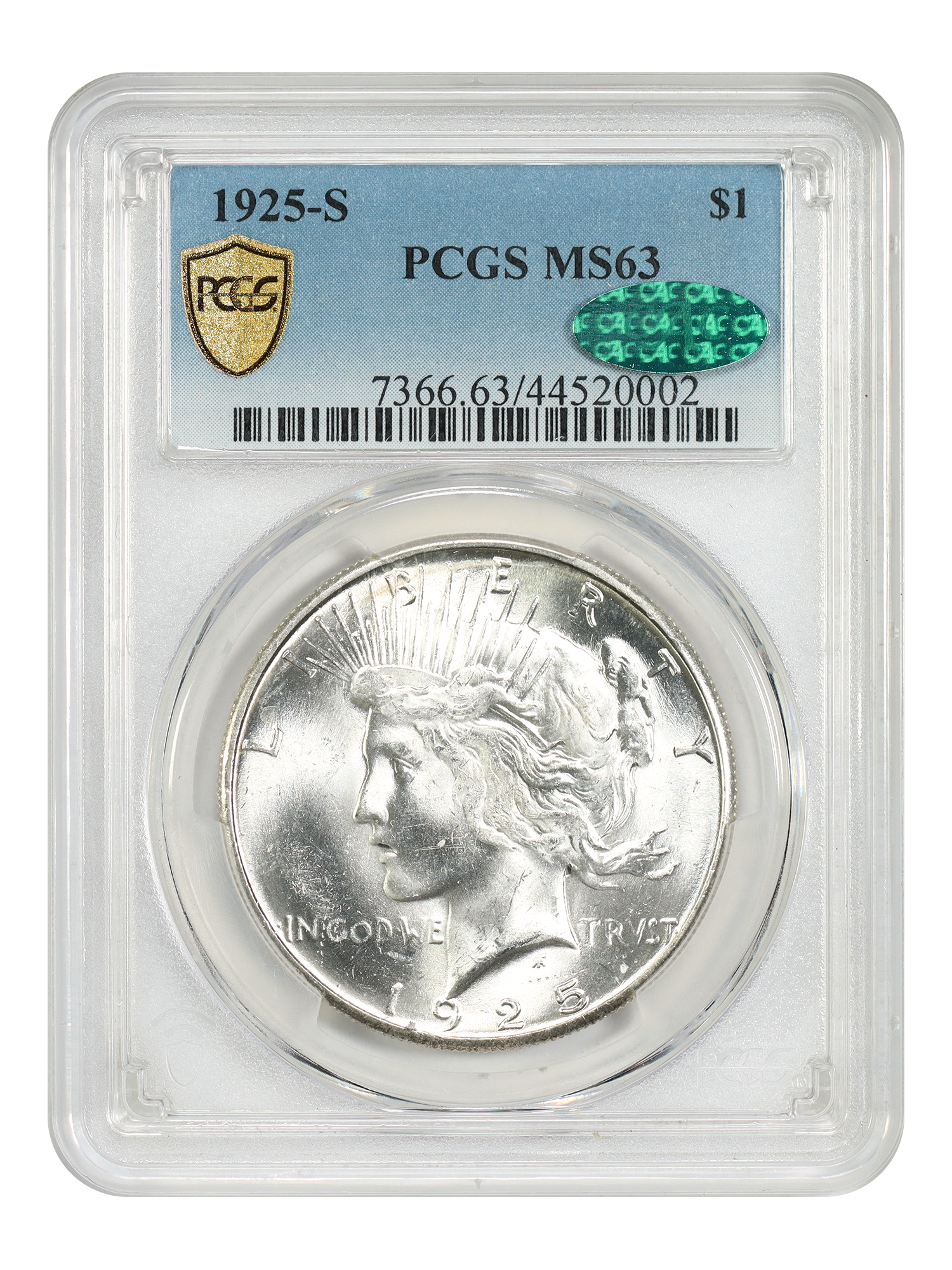 1925-S $1 PCGS/CAC MS63