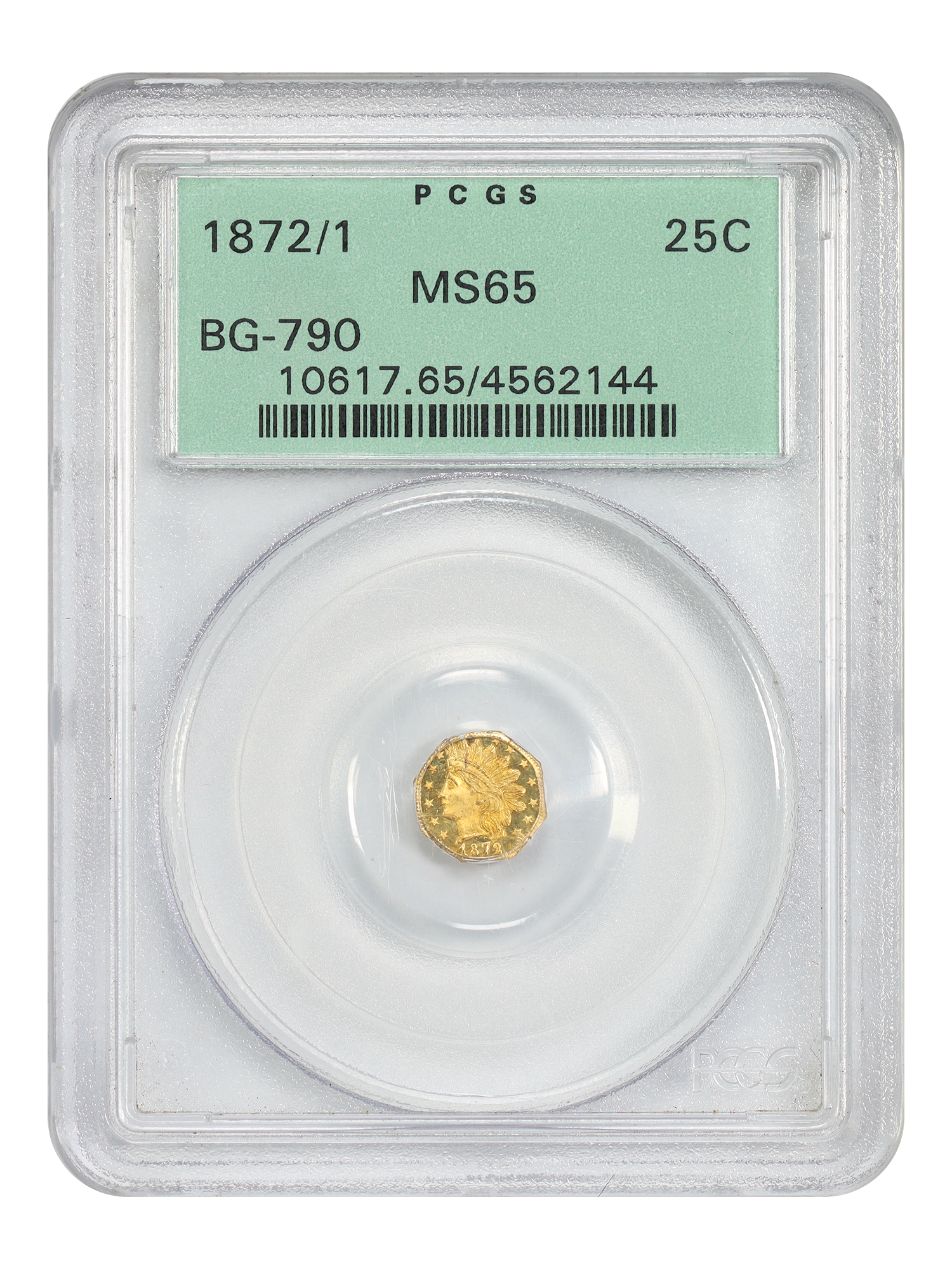 Cal. Fractional: 1872/1 25C PCGS MS65 (BG-790, OGH)