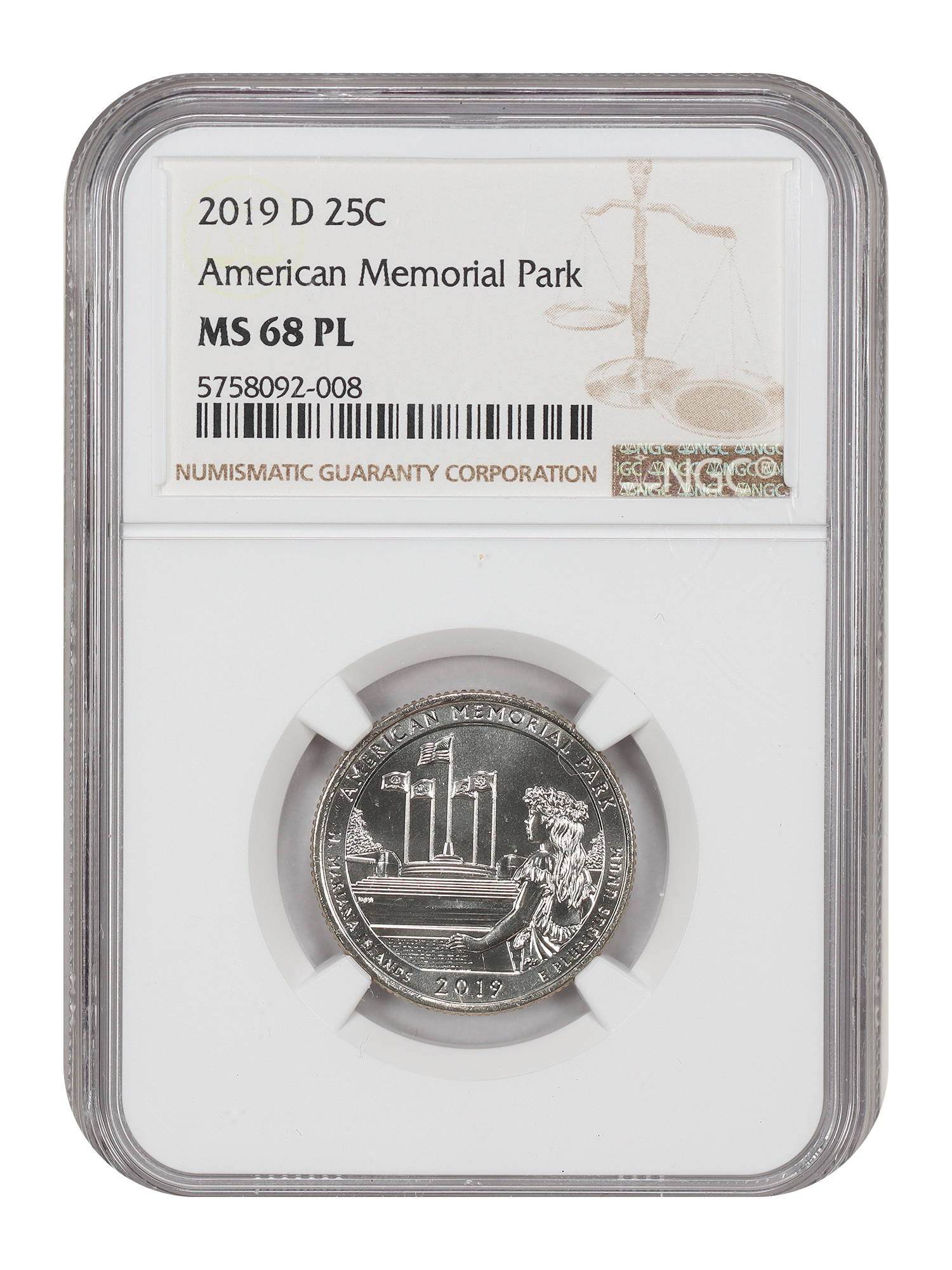 2019-D 25C American Memorial NP