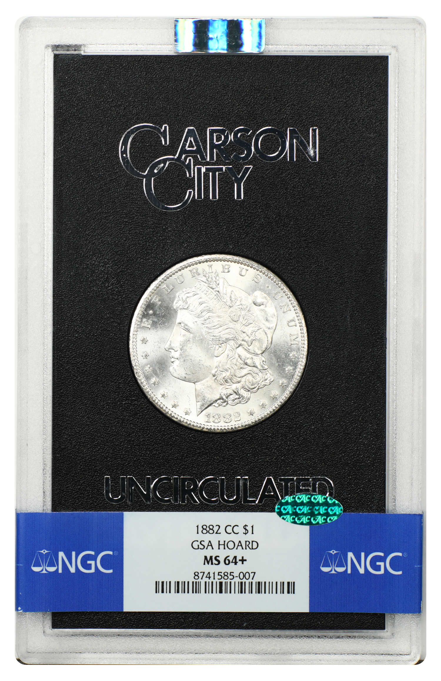 GSA: 1882-CC $1 NGC/CAC MS64+ (Box & COA)