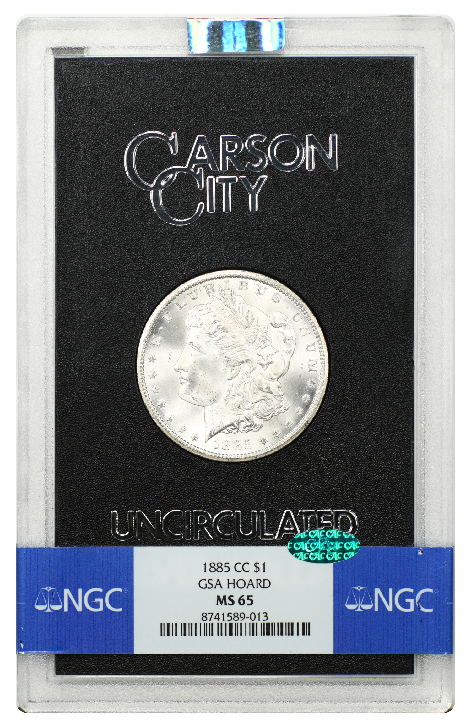 GSA: 1885-CC $1 NGC/CAC MS65 (w/Box)