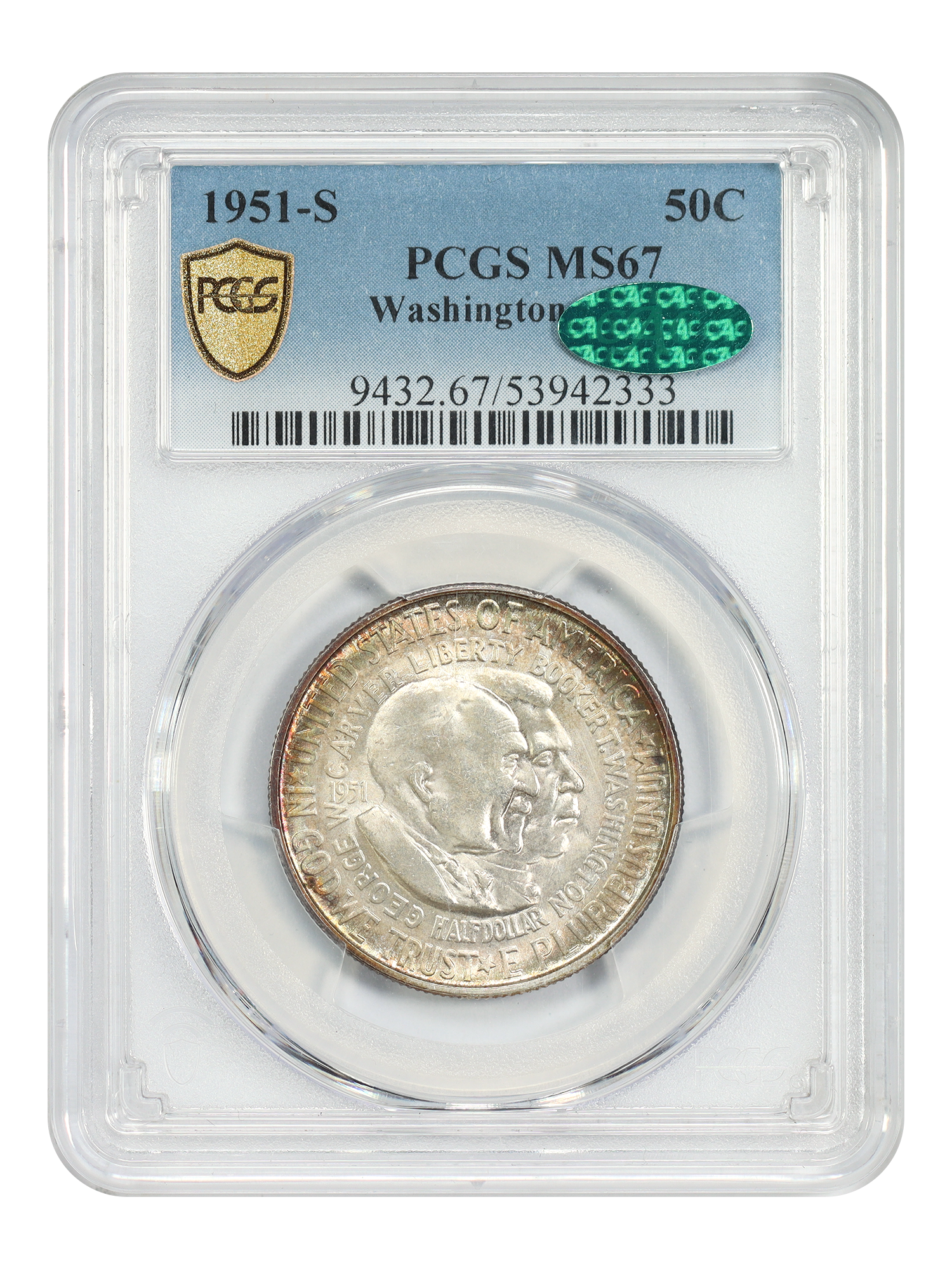 1951-S 50C Washington-Carver PCGS/CAC MS67