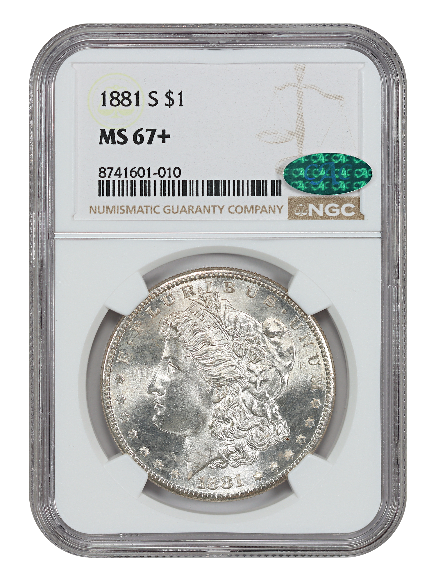 1881-S $1 NGC/CAC MS67+