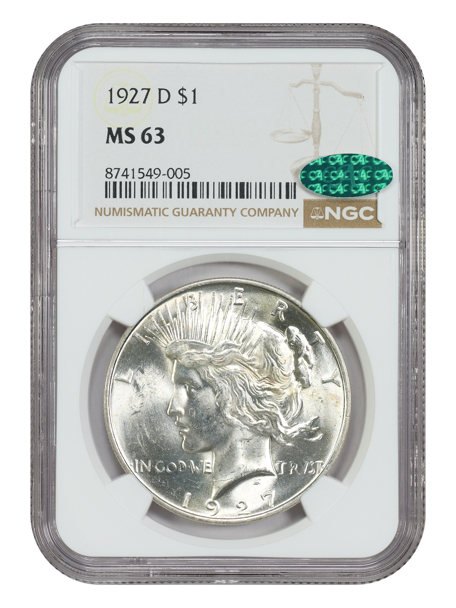 1927-D $1 NGC/CAC MS63