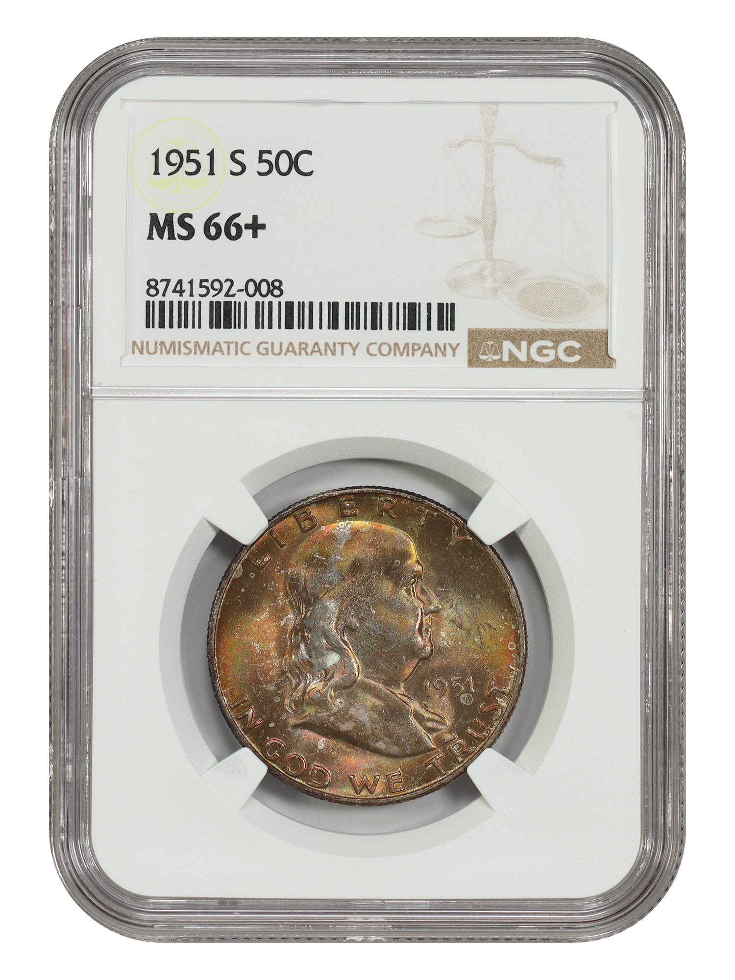 1951-S 50C NGC MS66+