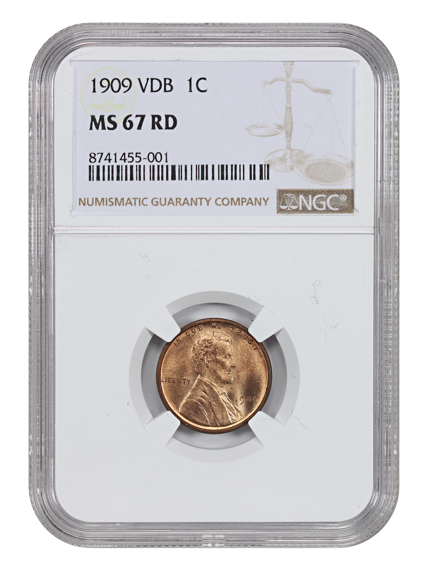 1909 VDB 1C NGC MS67RD