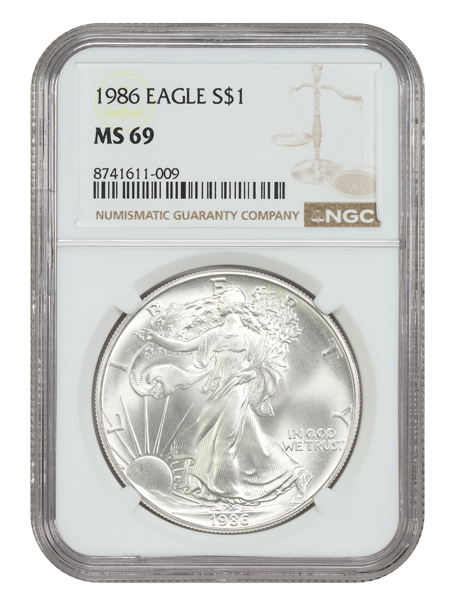 1986 $1 Silver Eagle NGC MS69