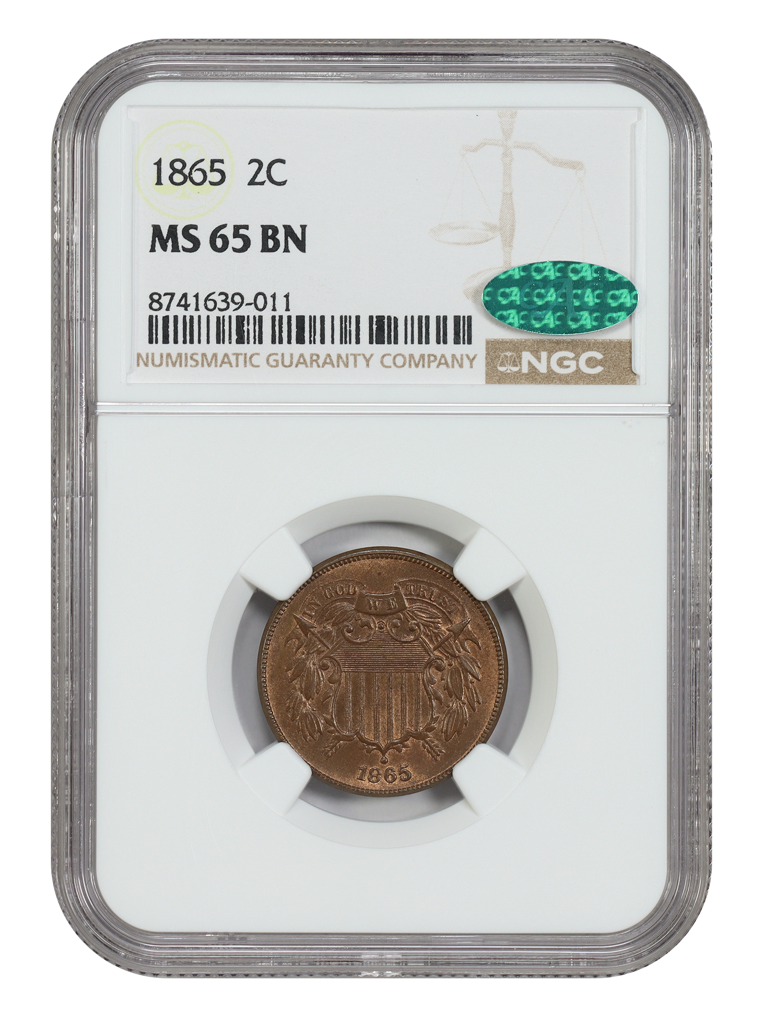 1865 2C NGC/CAC MS65BN