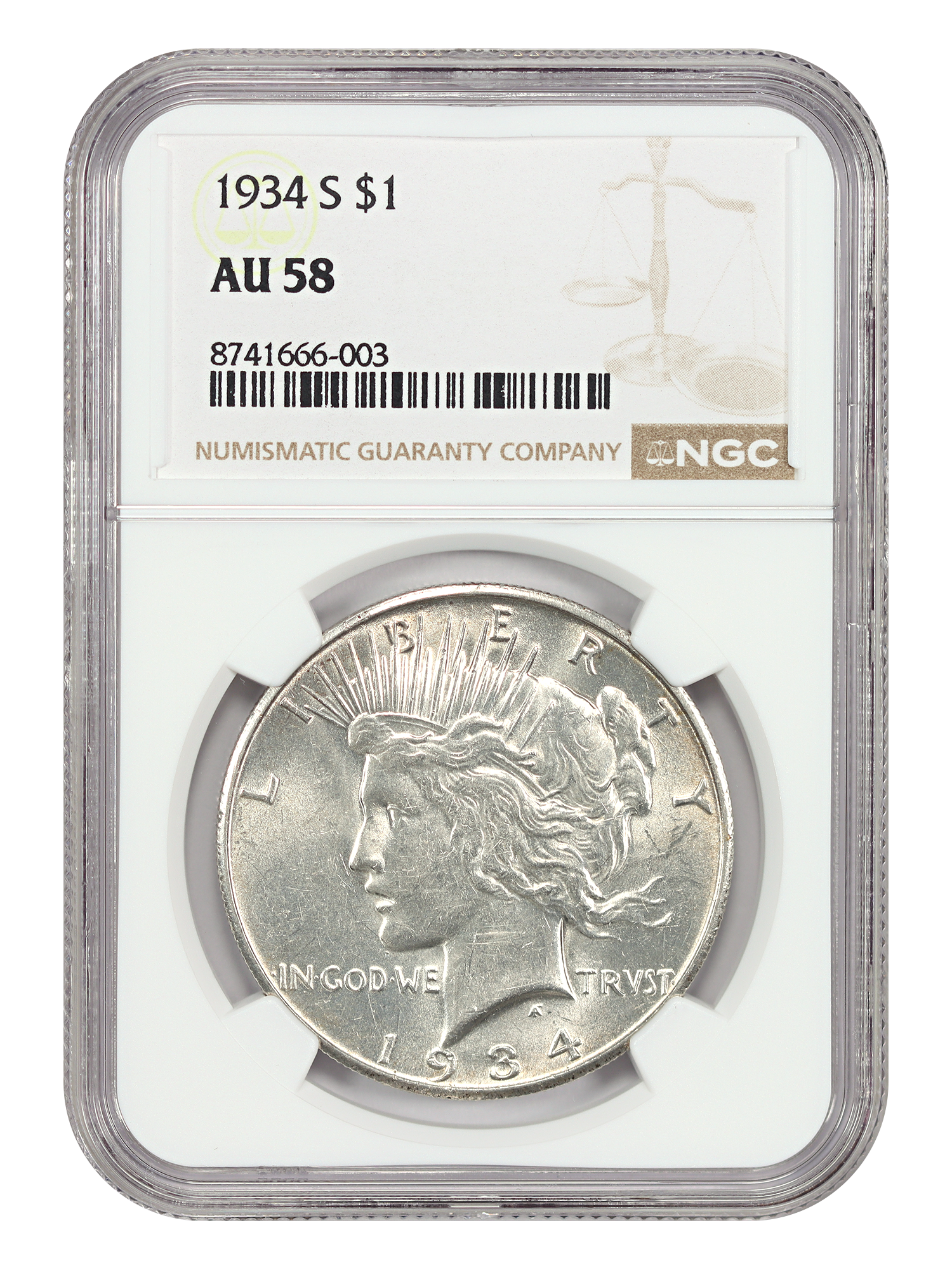 1934-S $1 NGC AU58