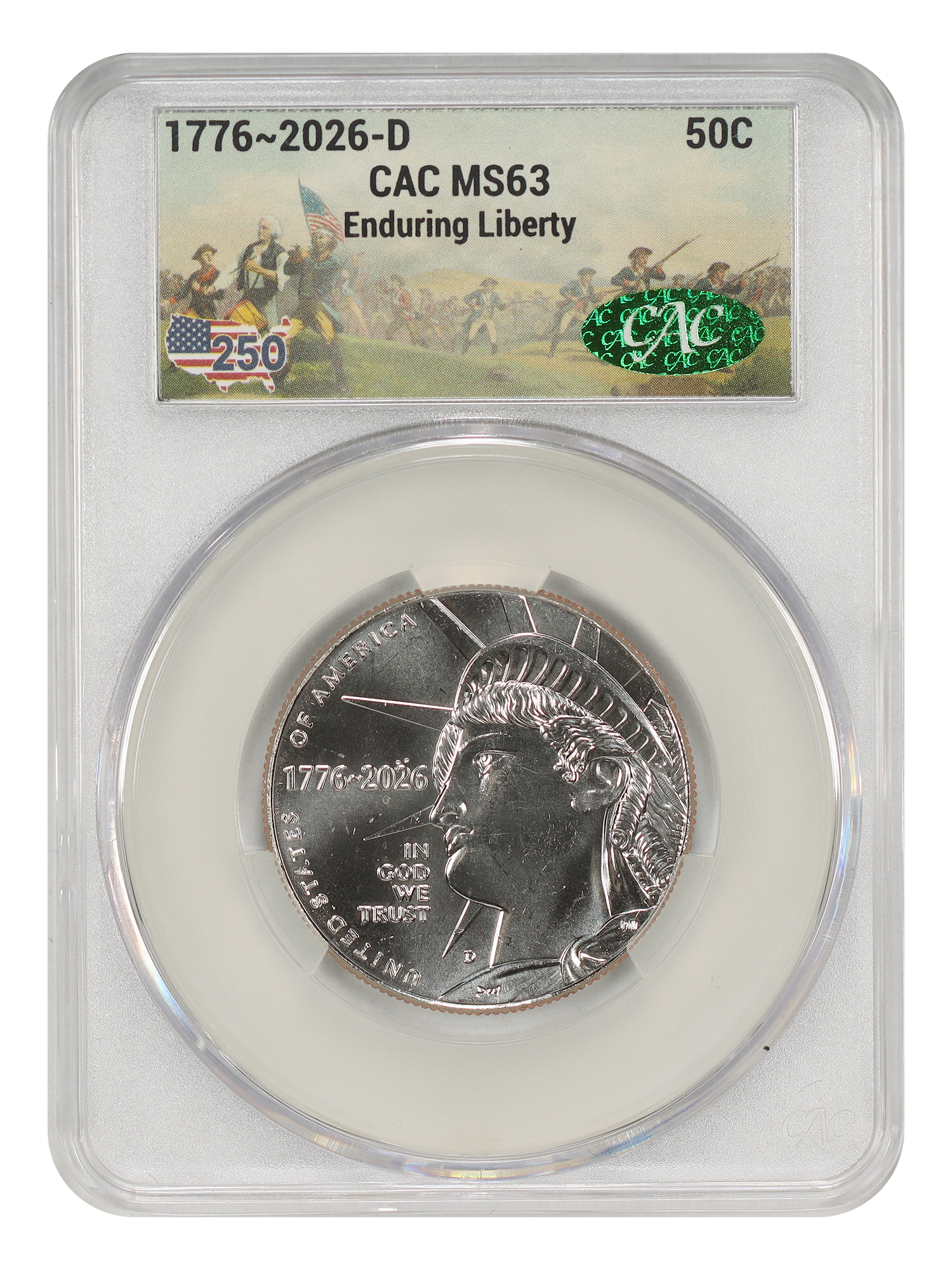2026-D 50C Enduring Liberty CACG MS63