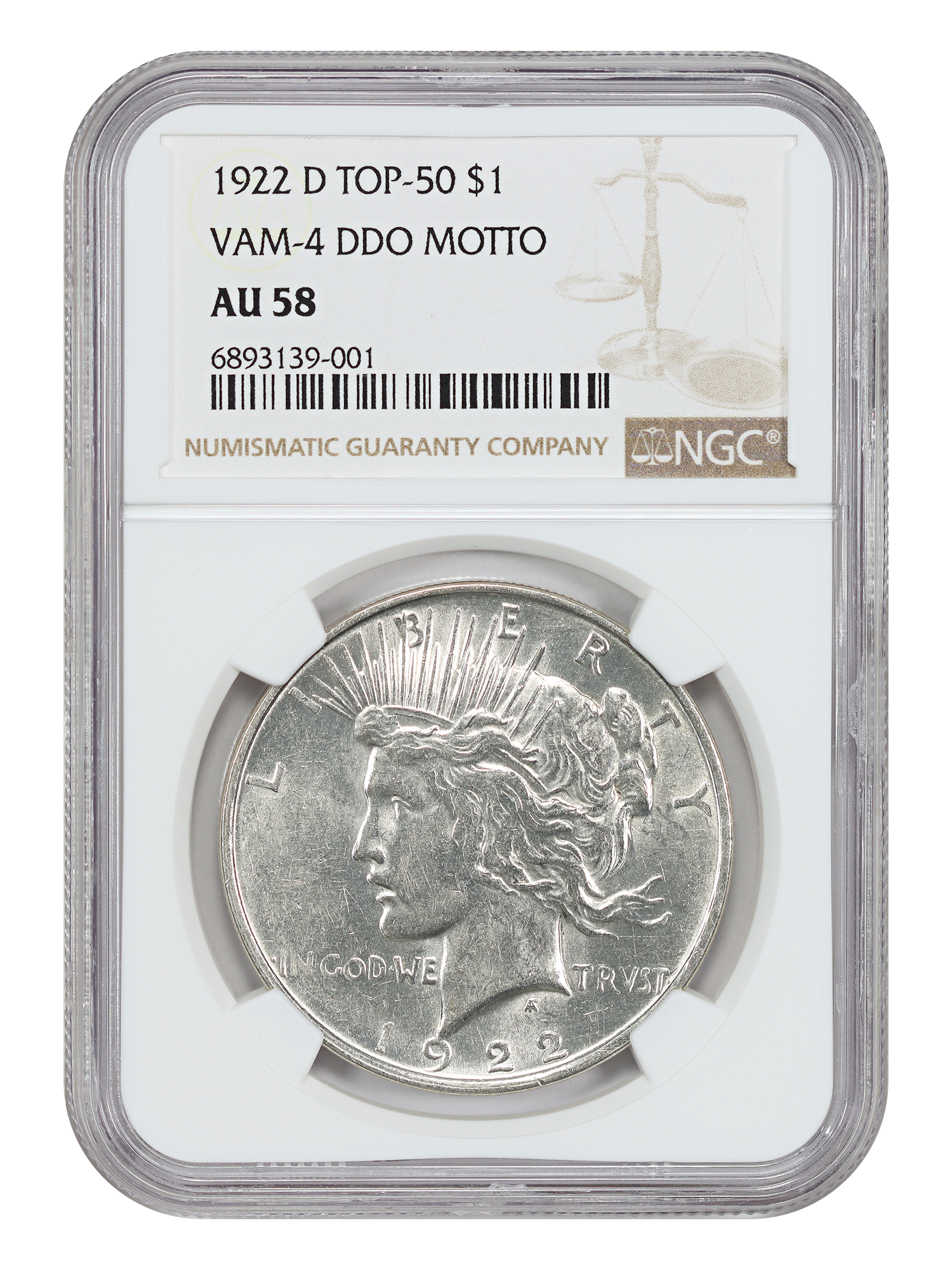 1922-D $1 VAM 4 Doubled Motto