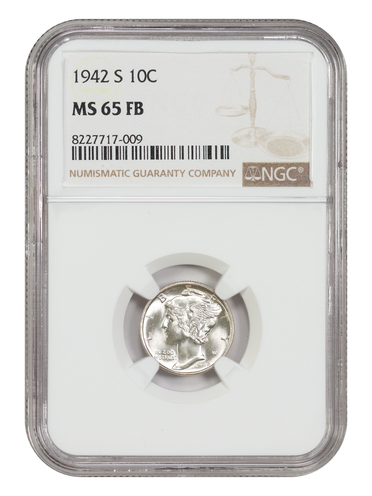 1942-S 10C NGC MS65FB