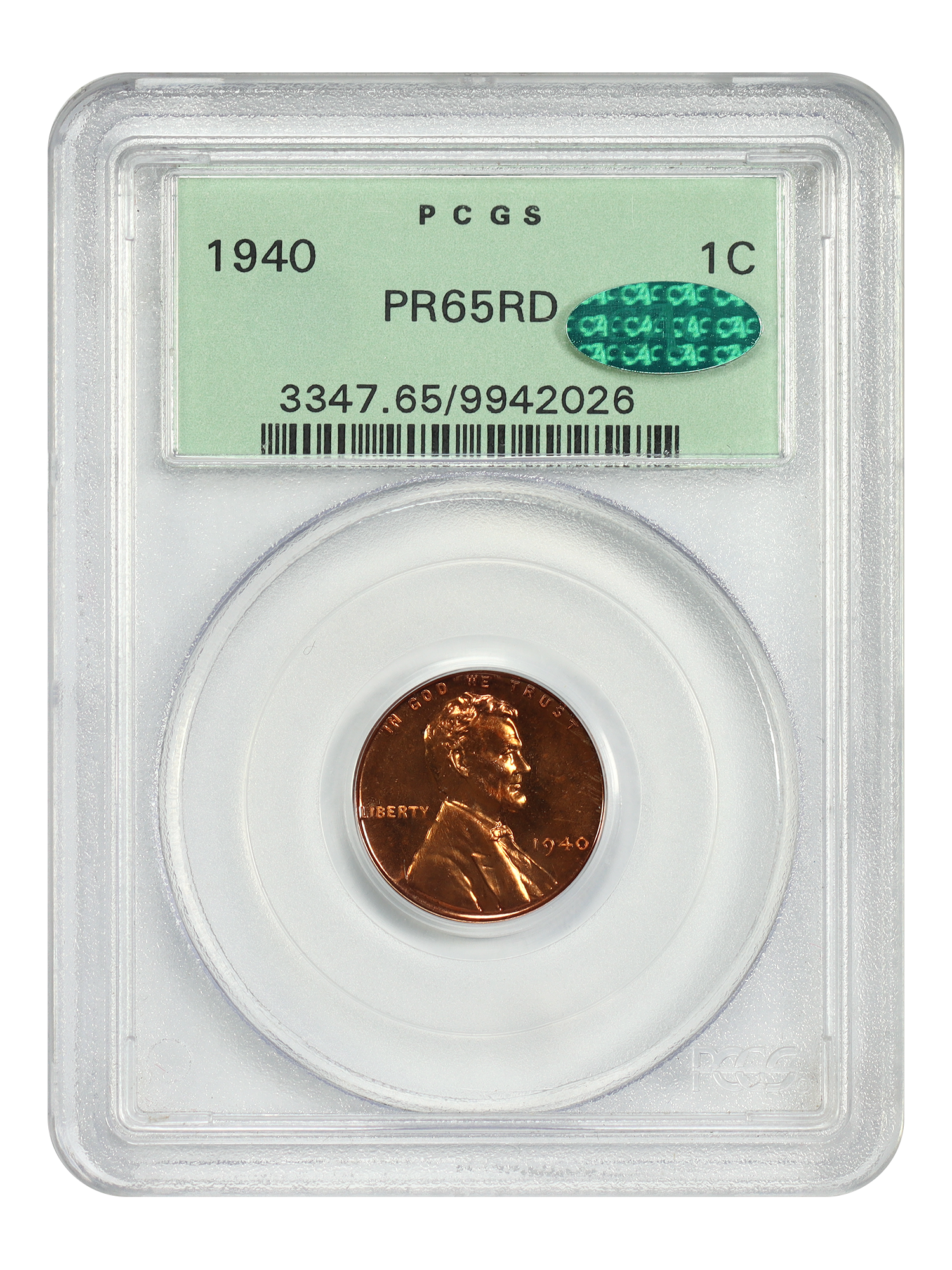 1940 1C PCGS/CAC PR65RD (OGH)