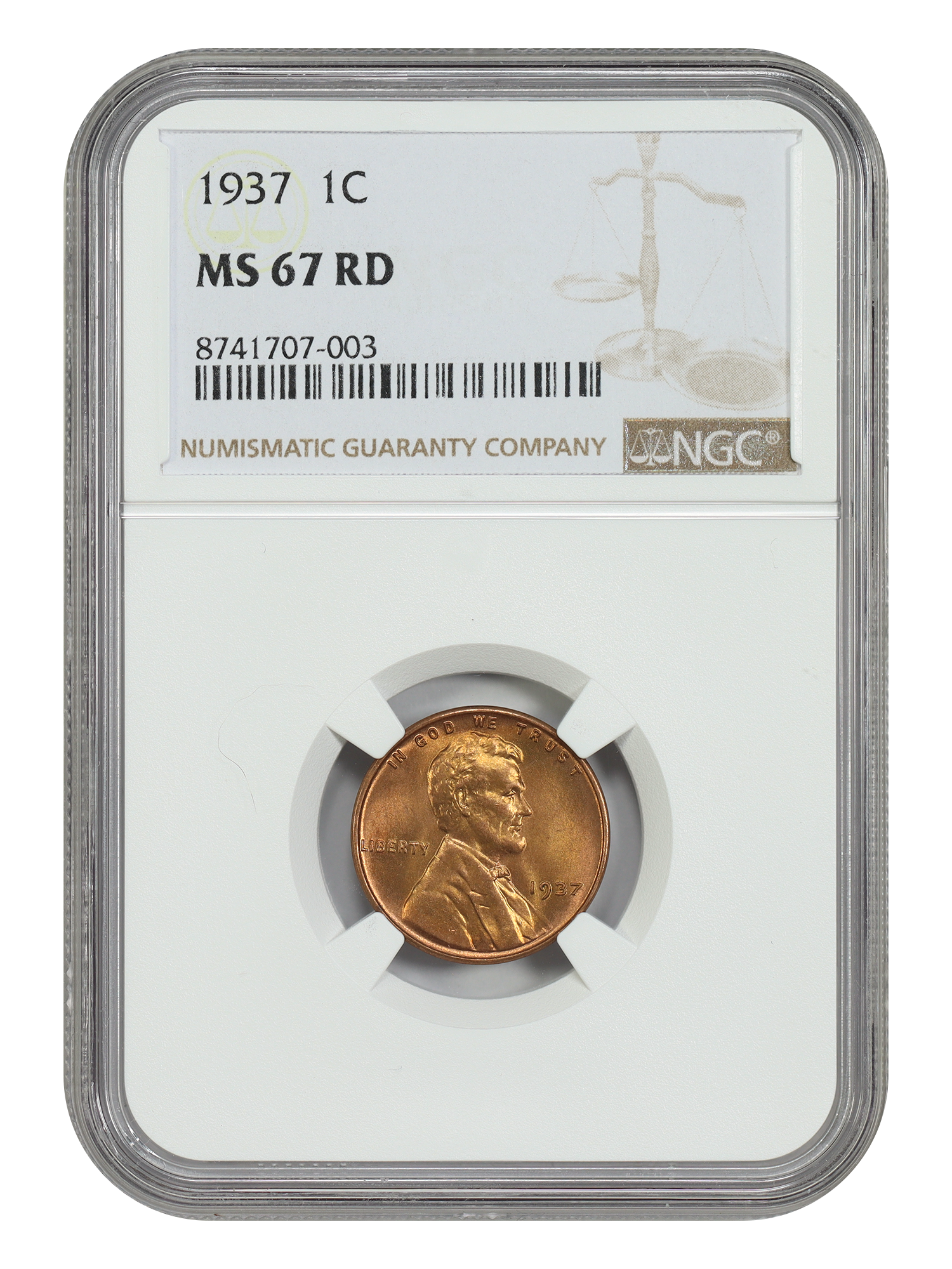 1937 1C NGC MS67RD