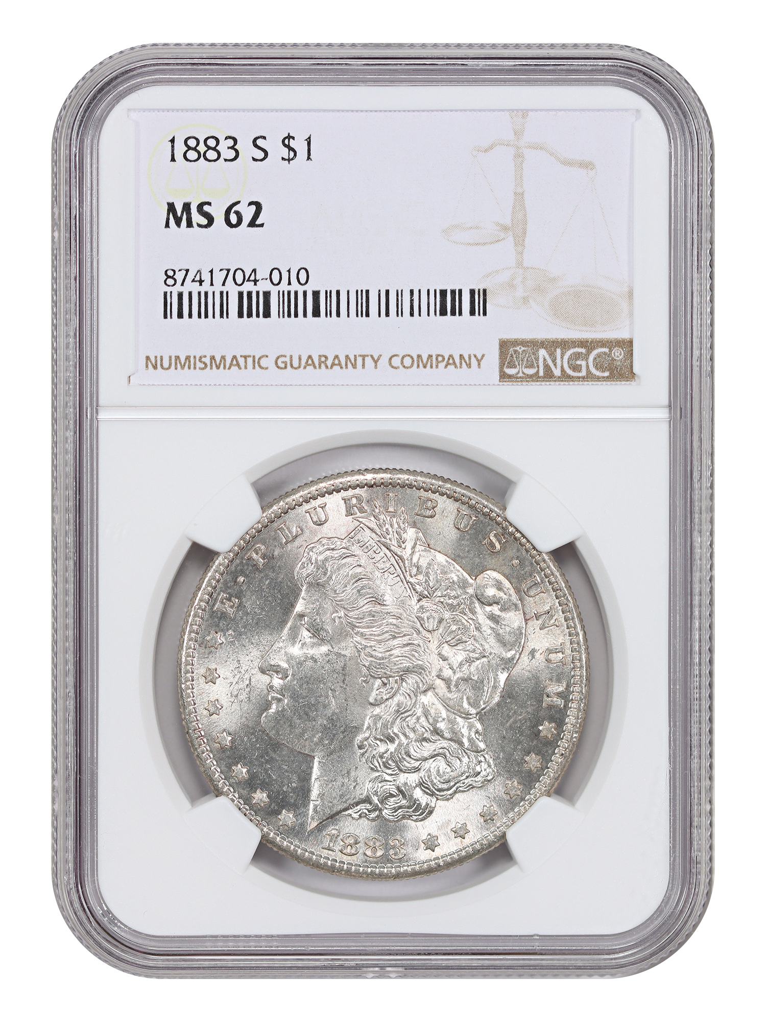 1883-S $1 NGC MS62